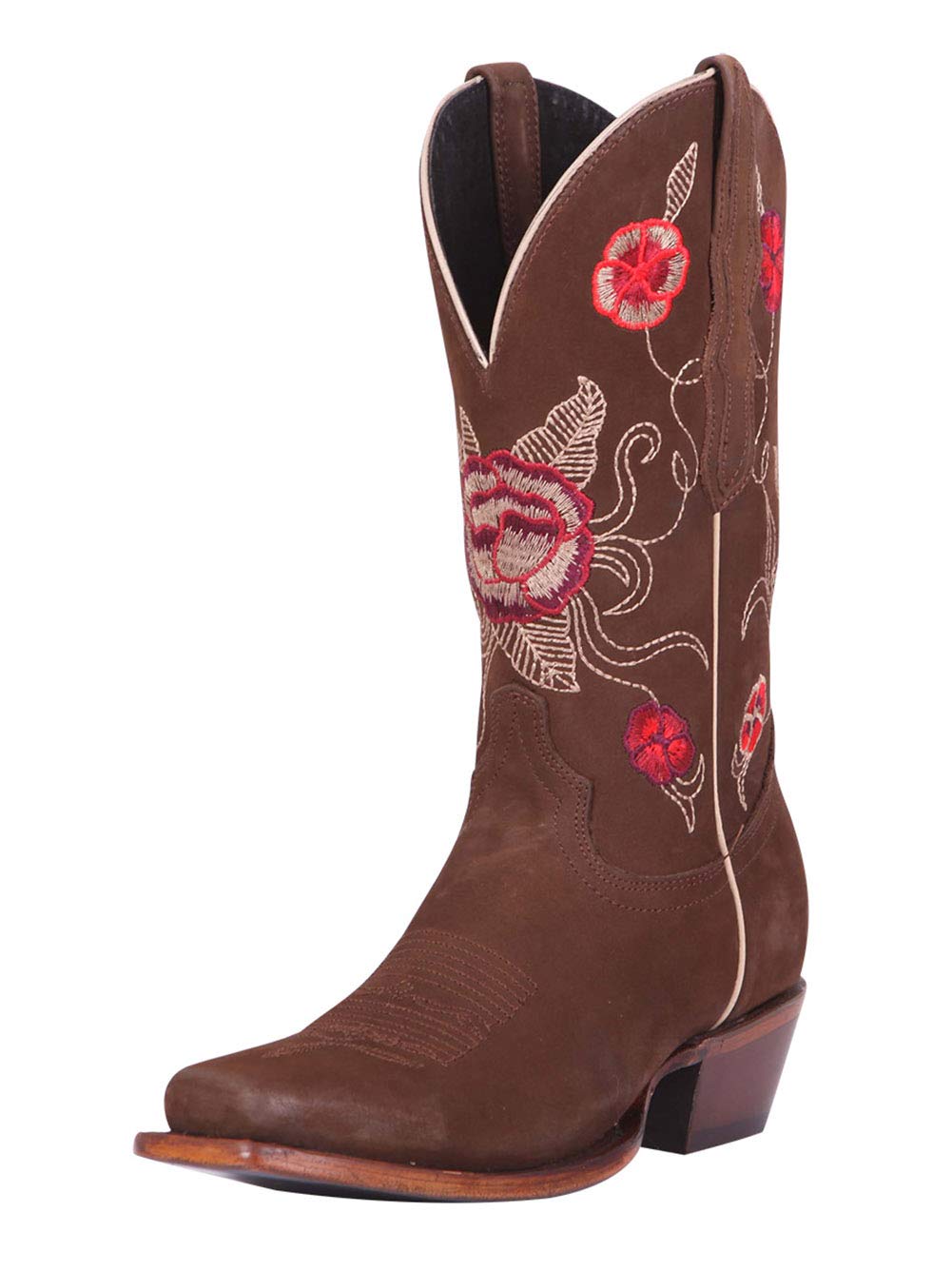 El General Women's Western Cowgirl Boots - Genuine Nubuck Leather Rodeo Boots in Camel Color SR18 | Perfect for Country Dancing, Rodeo Events & Western Fashion