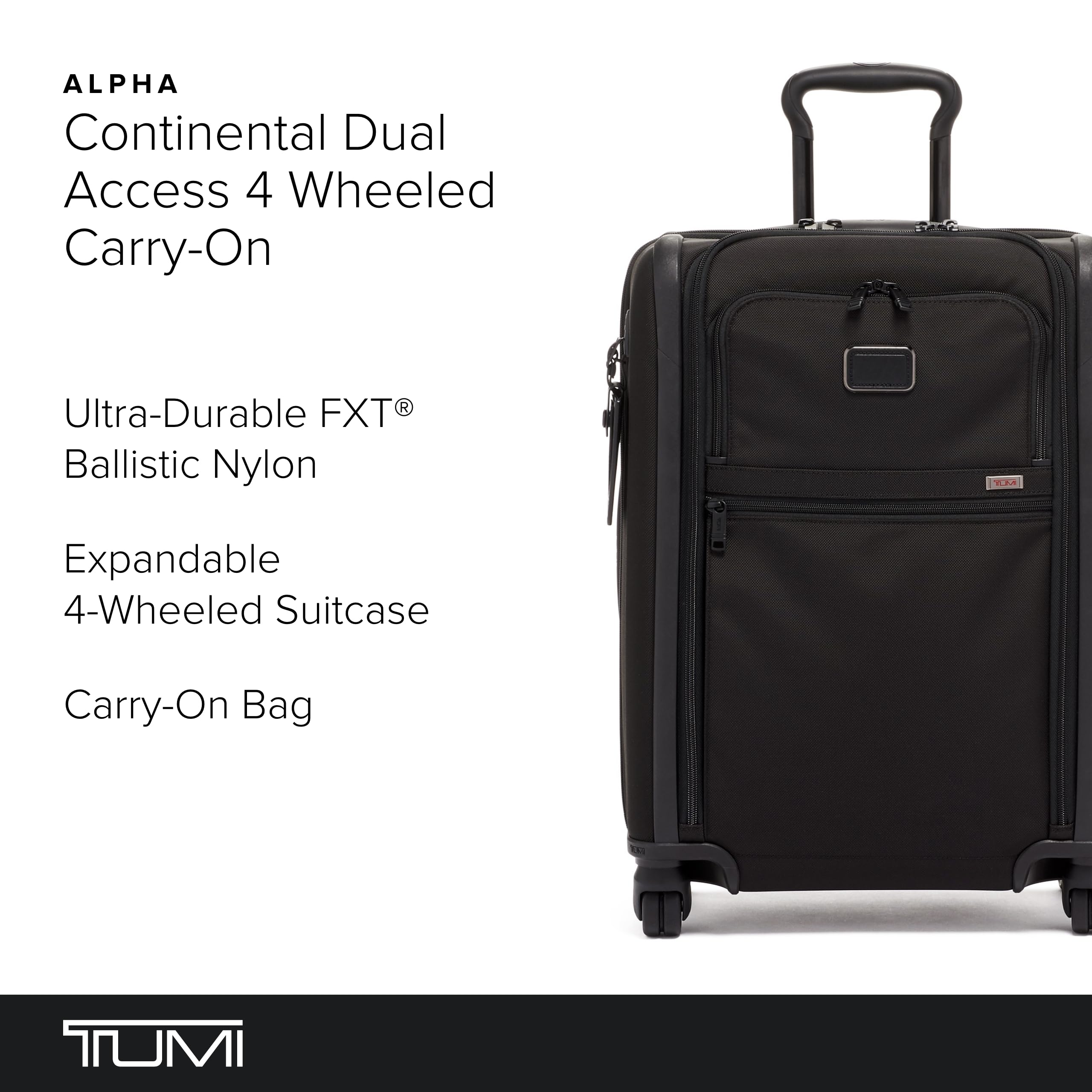 TUMI Alpha Continental Dual Access 4-Wheel Carry-On Luggage - Lightweight Rolling Suitcase with TSA Lock - Perfect for Business Travel & Weekend Getaways