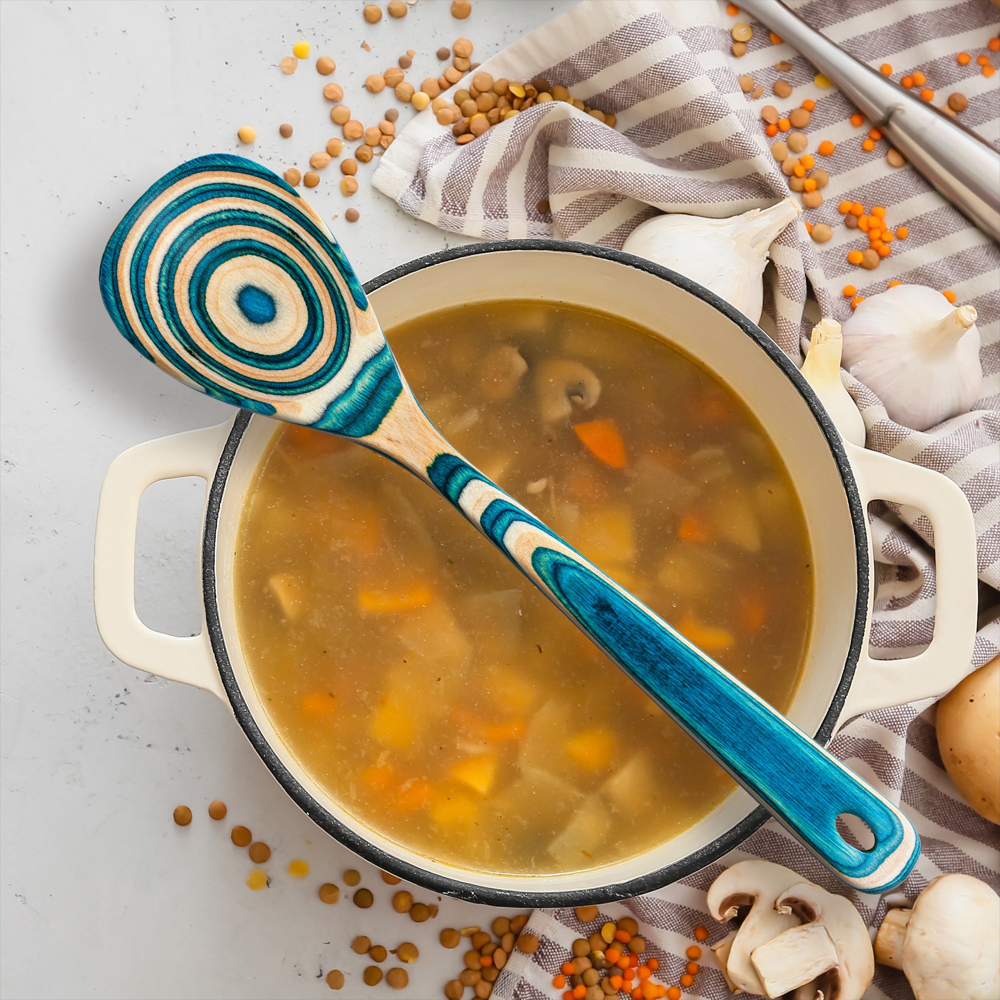 Baltique® Mykonos Collection Wooden Cooking Spoon - 12.5 Inch Premium Kitchen Utensil for Stirring, Mixing & Serving - Perfect for Soups, Sauces & Pasta Dishes