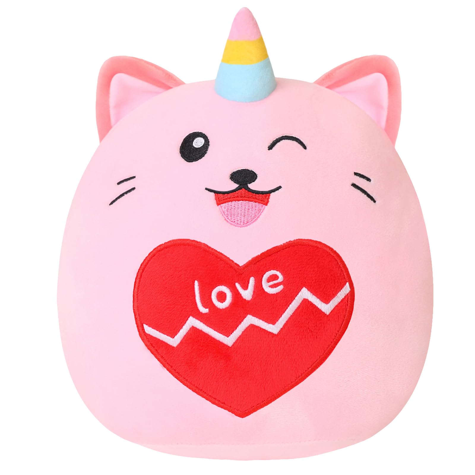 **Soft Unicorn Cat Plush Toy - 10 Inch Pink Stuffed Animal Pillow, Cute Cartoon Kitty Doll Gift for Kids, Birthday & Valentine's Day - Perfect for Cuddling, Room Decor & Stress Relief**