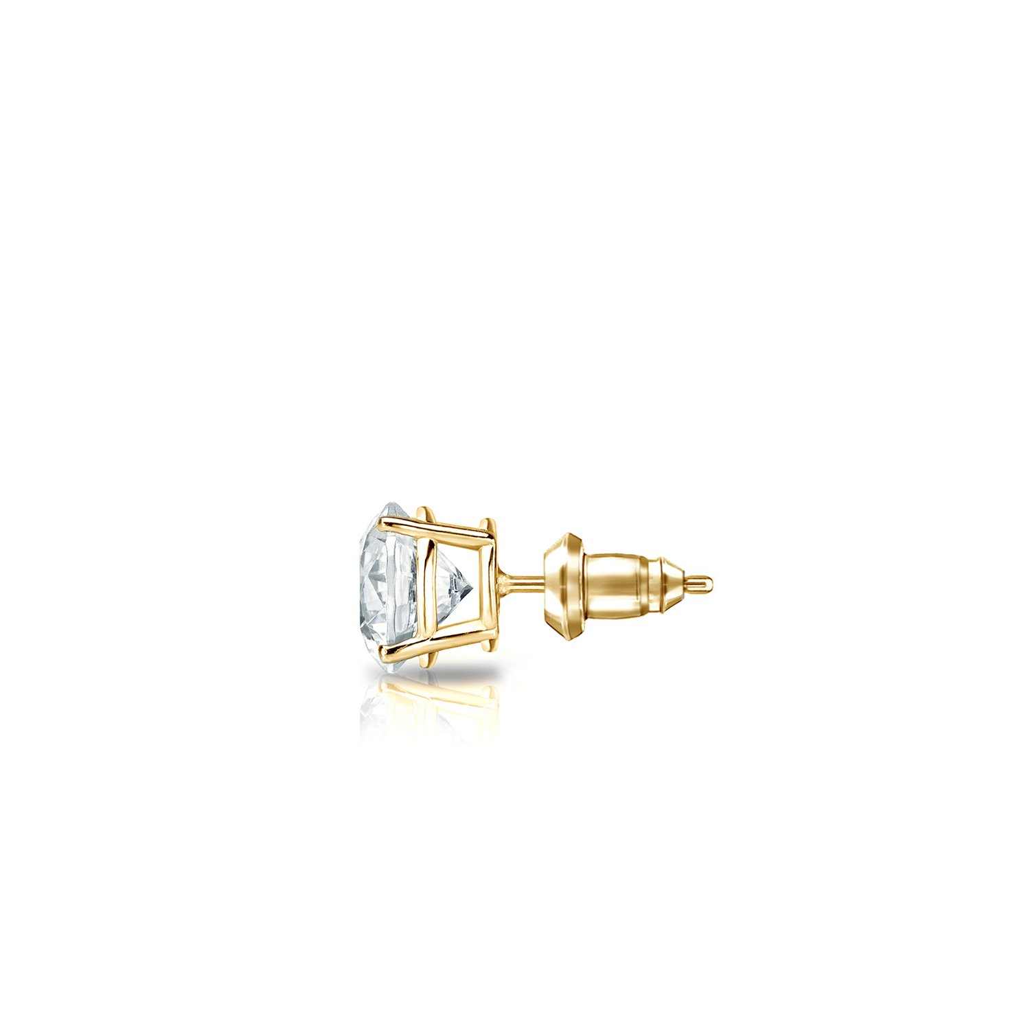 14K Gold 4-Prong Basket Round Diamond Single Stud Earrings (1/8-1ct, Good Cut, I1-I2 Clarity) with Secure Lock Back - Elegant Everyday Jewelry for Women, Perfect Gift for Anniversary, Birthday & Special Occasions