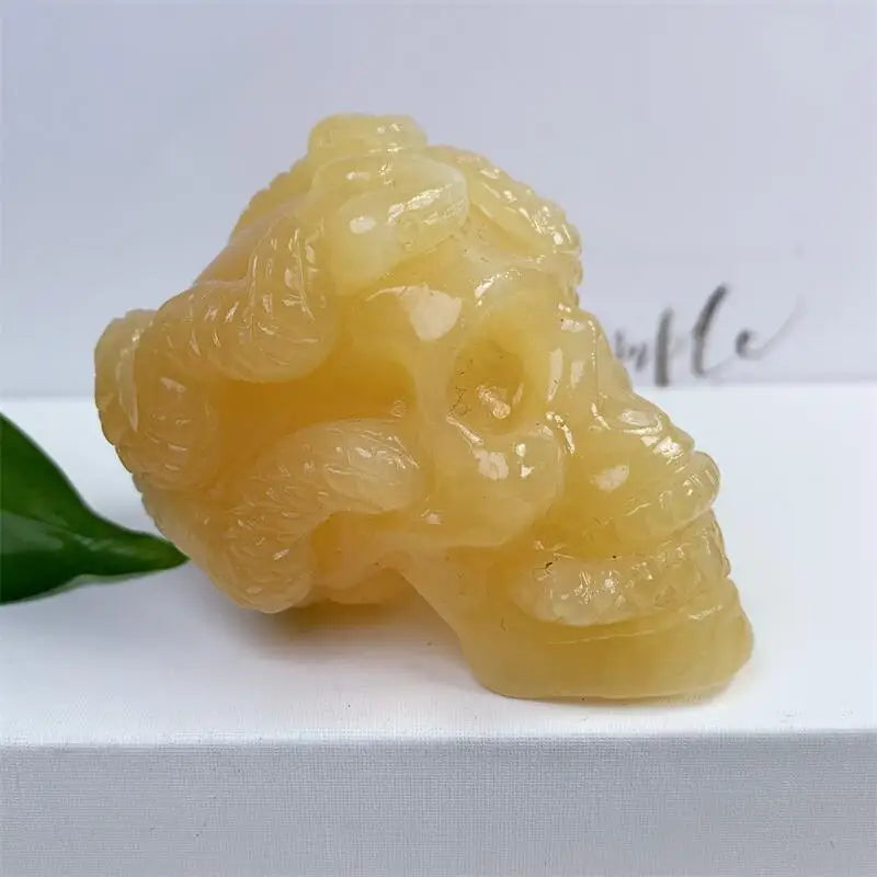 5.5cm Natural Crystal Snake Skull Carving - Healing Energy Stone for Home Decor, Halloween Gift, Meditation & Spiritual Practice (1 Piece) - Perfect for Altar Display, Feng Shui, and Witchcraft Supplies