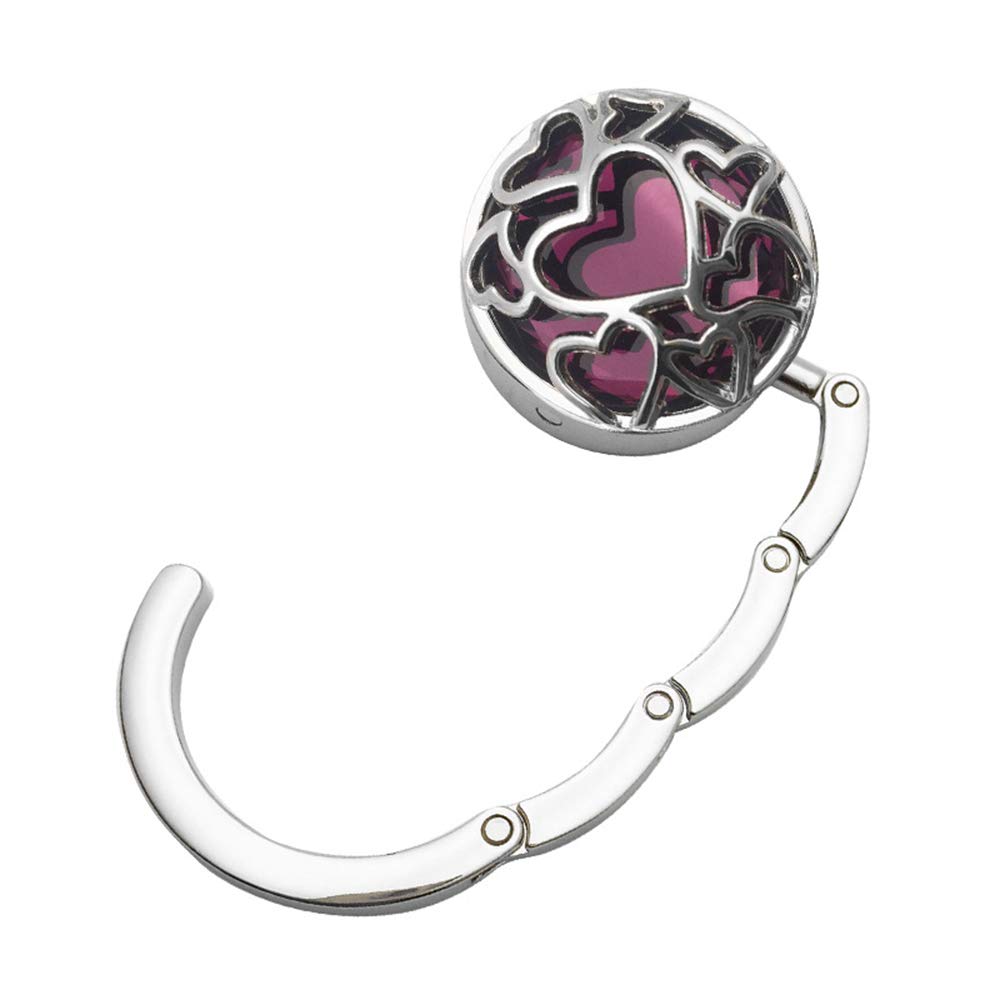 Elegant Foldable Purse Hook & Hanger - Hollow Heart Design for Handbags, Purses & Table Storage - Perfect for Restaurants, Travel & Home Organization