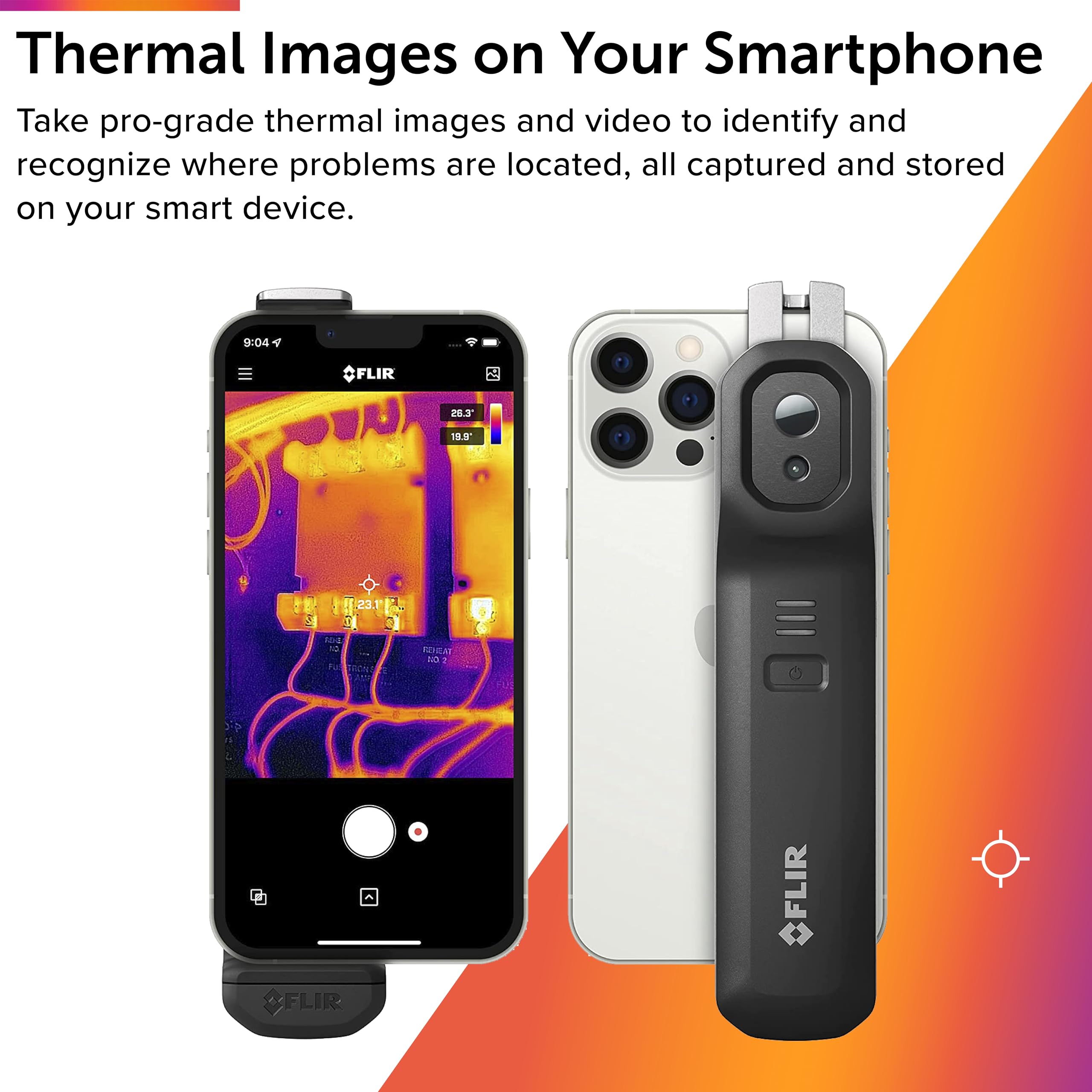 FLIR ONE EDGE PRO - Wireless Bluetooth Thermal Imaging Camera for Smartphones | 160x120 High Resolution | iOS & Android Compatible | Perfect for Home Inspection, HVAC, Electrical Work & Outdoor Adventures