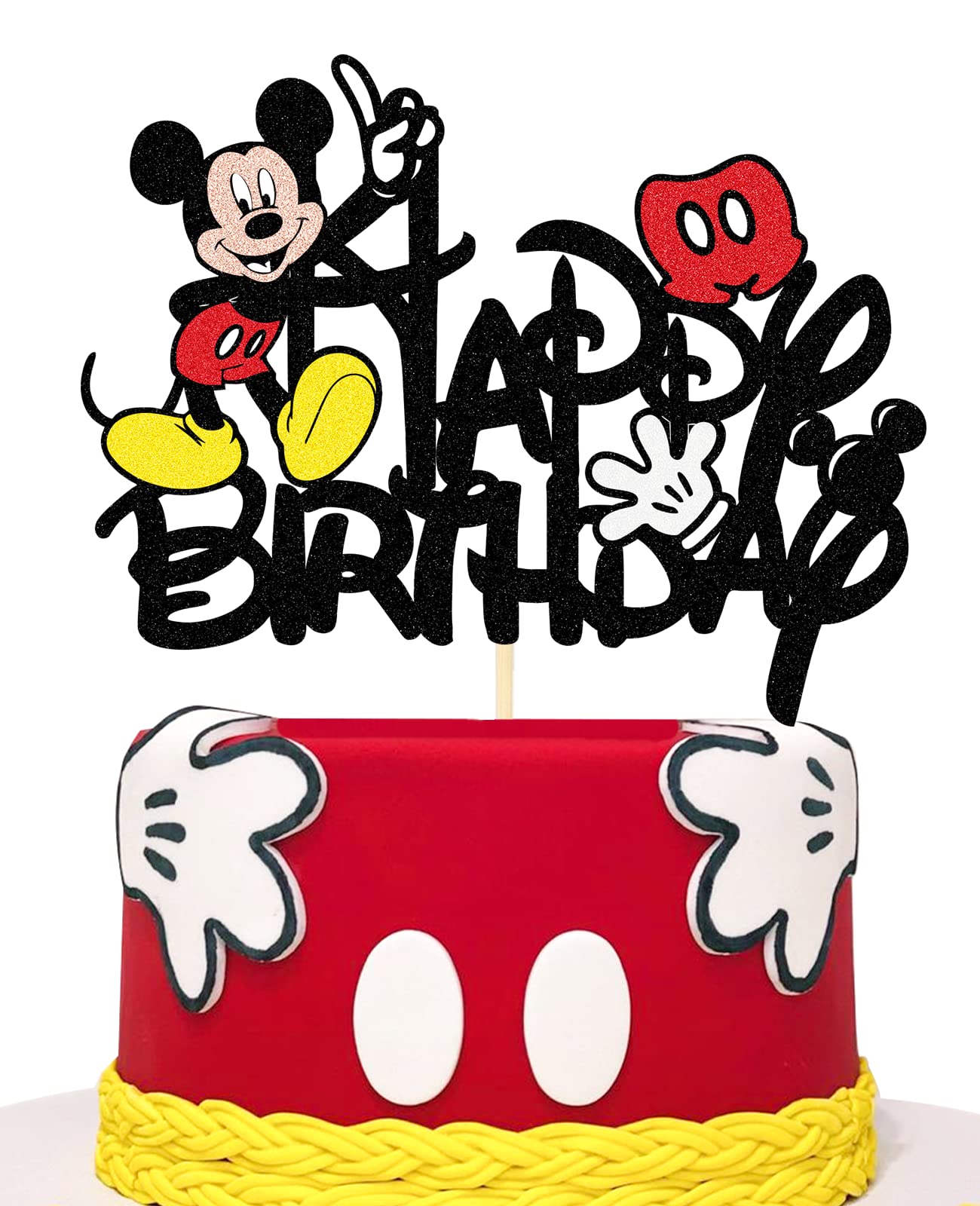 Black Mouse Inspired Birthday Cake Topper - Mickey Mouse Party Supplies for Kids | Cute Mickey Cake Decorations, Mouse Theme Birthday Favors for Toddlers, Boys & Girls | Perfect for Birthday Parties, Baby Showers & Disney Themed Celebrations