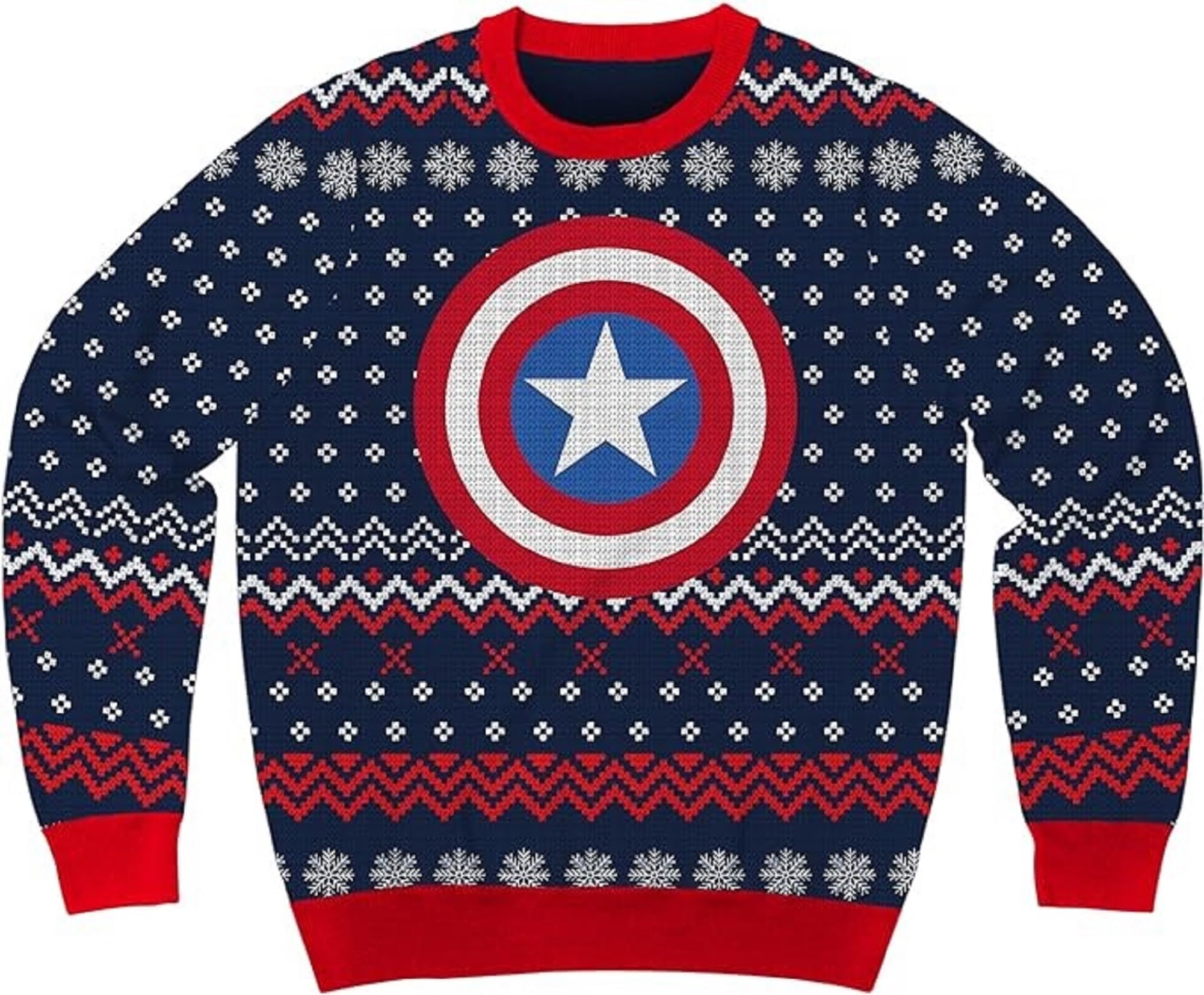 Official Captain America Marvel Comics Christmas Sweater - Licensed Holiday Pullover for Marvel Fans, Cosplay & Festive Parties