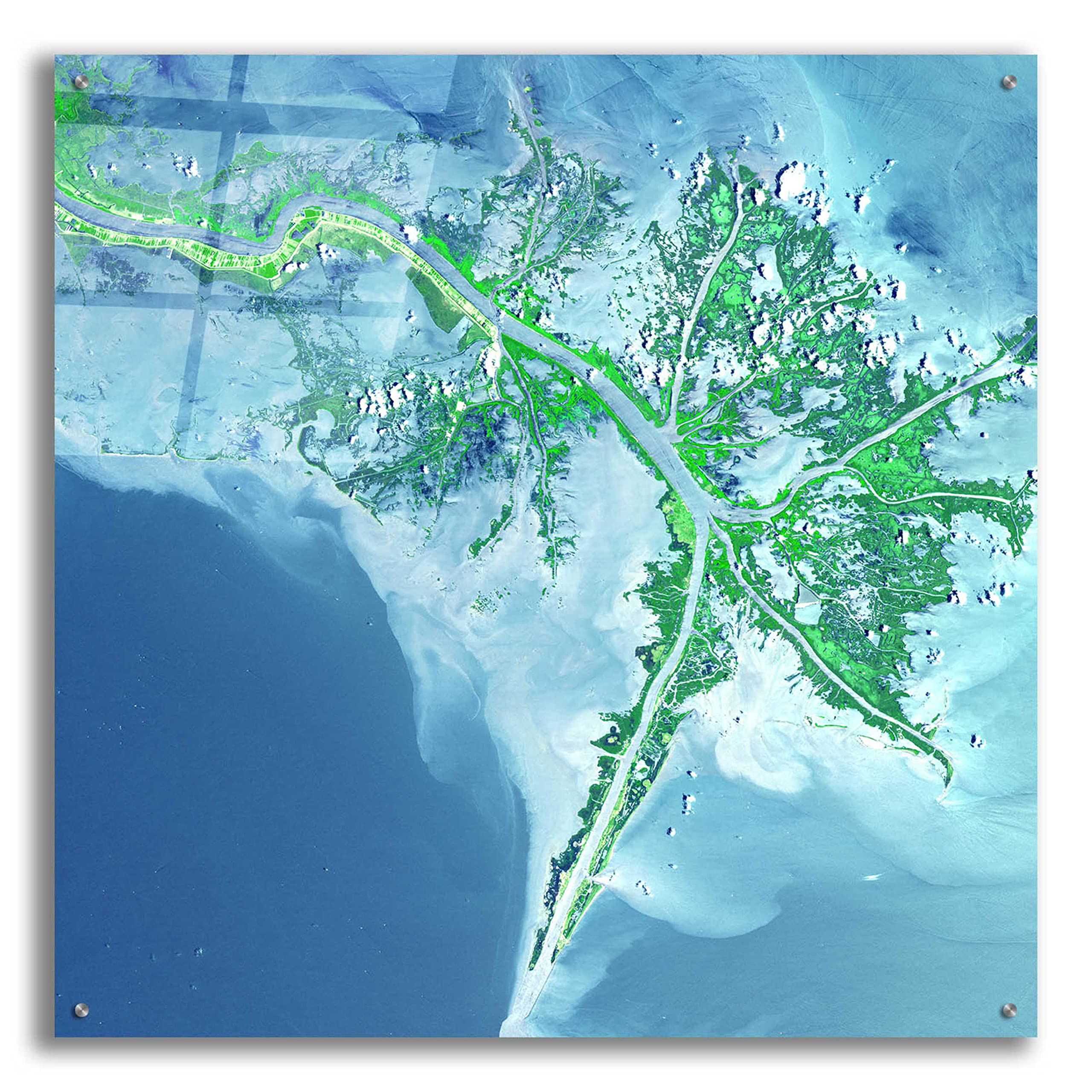 Epic Art 'Earth as Art: Mississippi River Delta' Acrylic Glass Wall Art Print - 36x36 Inches Modern Home Decor for Living Room, Bedroom & Office - Stunning Landscape Photography Wall Display