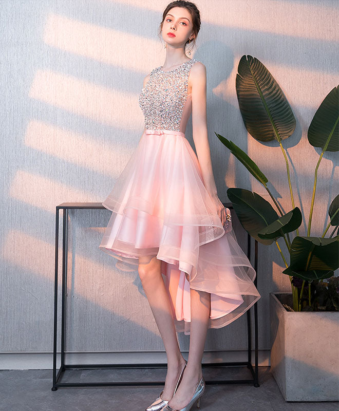 Elegant Pink Tulle Sequin Short Prom Dress | Sparkling Homecoming Party Dress for Teens | Perfect for Dances, Formals & Special Occasions