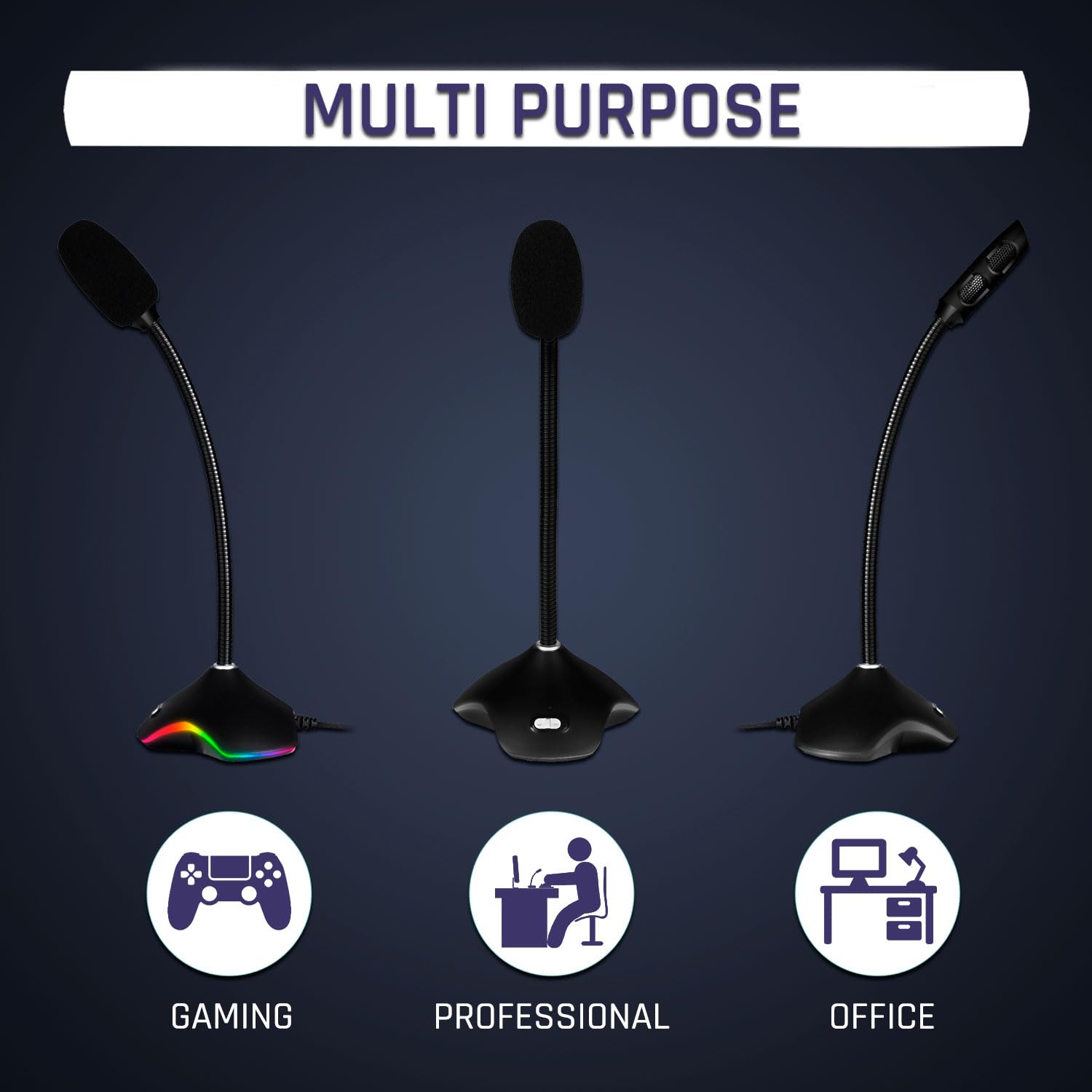 KLIM Rhapsody RGB USB Microphone for PC - Professional Studio Quality Sound for Recording, Streaming, Gaming (Windows, Mac, PS4, PS5) - Perfect for Podcasts, YouTube, Voice Chat & Content Creation