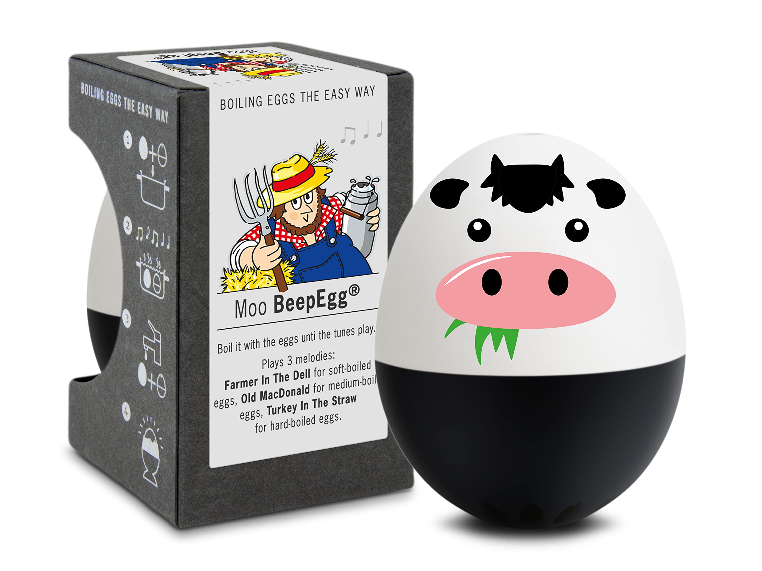 Moo BeepEgg - Digital Egg Timer for Perfect Soft, Medium, Hard Boiled Eggs | Food Safe Musical Egg Cooker | Floating Kitchen Timer for Cooking | Ideal for Breakfast, Meal Prep & Cooking Enthusiasts