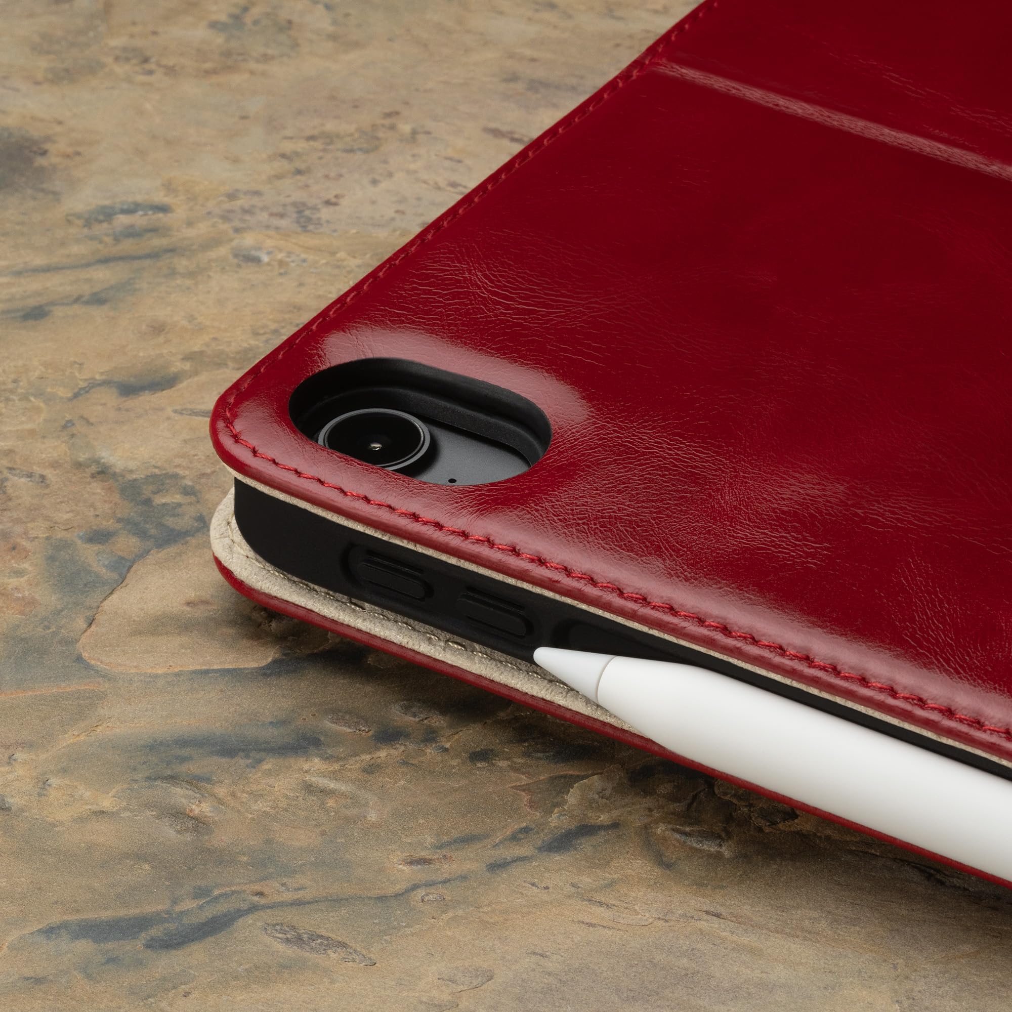 TORRO Genuine Leather iPad Air 5/4 Case with Stand Function & Apple Pencil Holder - Premium Protective Cover for iPad Air 4th/5th Generation - Perfect for Work, Travel and Home Use (Red)