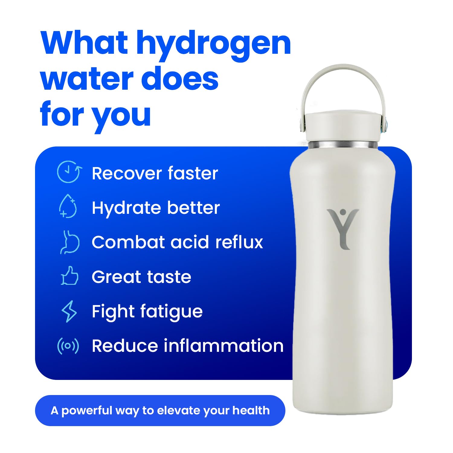 DYLN Alkaline Water Bottle - Portable Hydrogen Water Generator with 9.5 pH Alkaline Water | Vacuum Insulated Stainless Steel Bottle Keeps Drinks Cold 24 Hours | Perfect for Gym, Hiking & Daily Hydration