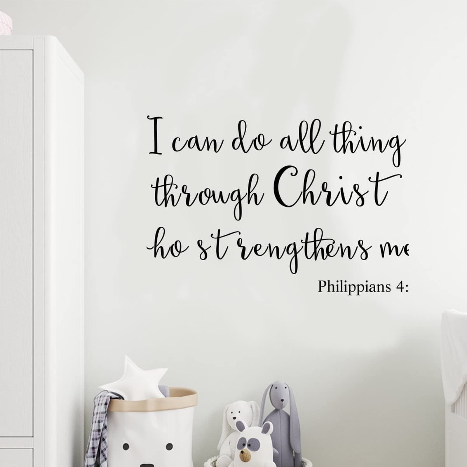 Vinyl Wall Stickers & Murals - 'I Can Do All Things Through Christ' Inspirational Decals - Peel and Stick Lettering for Home Decor - Bedroom, Living Room, Office Wall Art (27 Inches) - Perfect for Christian Home Decor, Bible Verse Wall Art & Motivational Room Decor