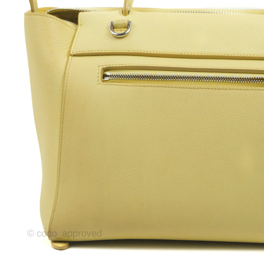 Celine Micro Belt Bag in Yellow Grained Calfskin with Silver Hardware - Perfect for Everyday Use, Work & Special Occasions