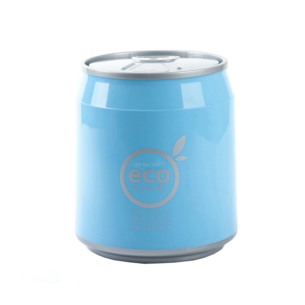 Hflove 2L Mini Ring-Pull Trash Can - Small Plastic Waste Bin for Countertop, Office, Kitchen, Bathroom (Blue) - Perfect for Home, Dorm & RV Use
