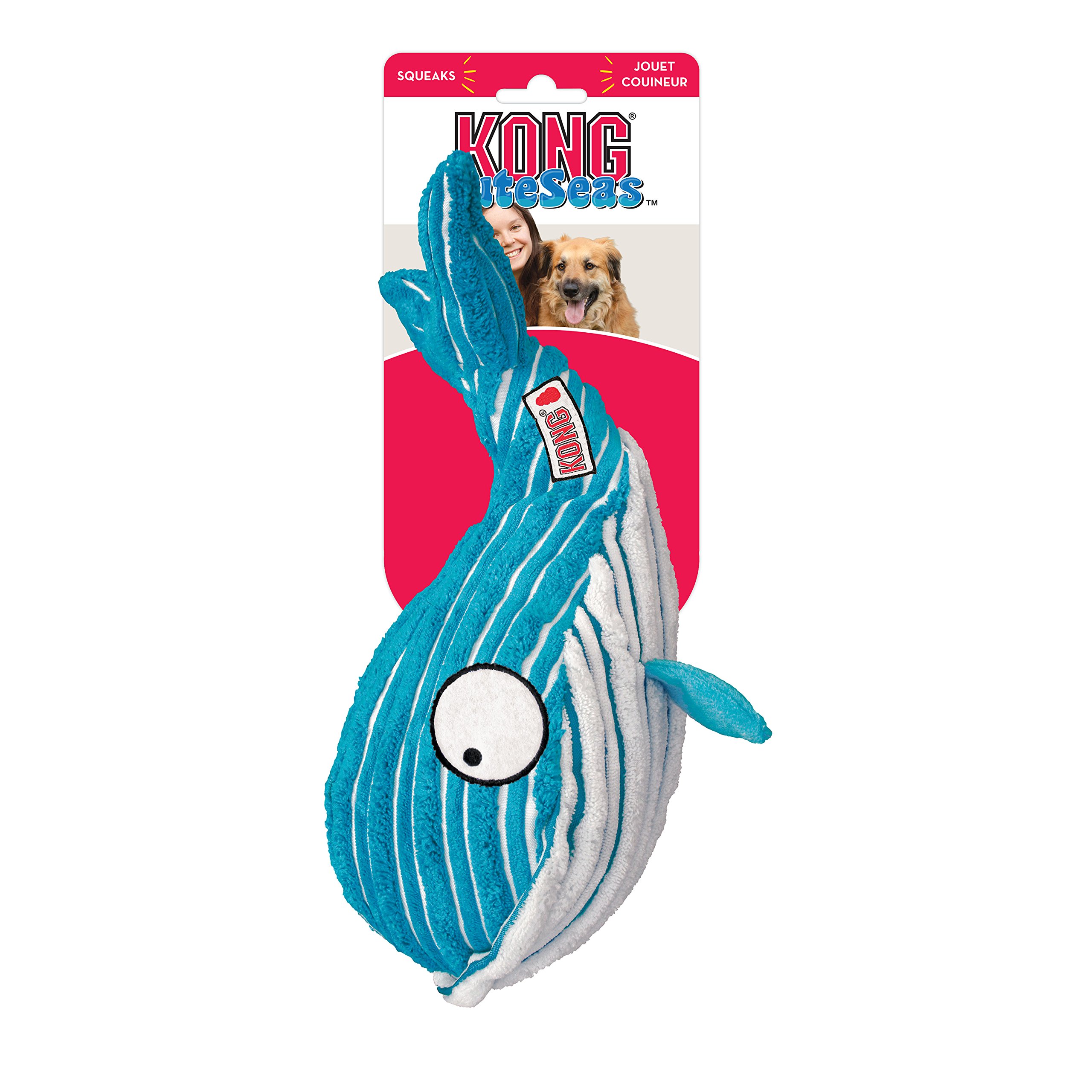 KONG CuteSeas Whale Plush Dog Toy - Soft Corduroy Chew Toy for Large Dogs - Durable & Safe for Aggressive Chewers - Perfect for Playtime, Training & Cuddling