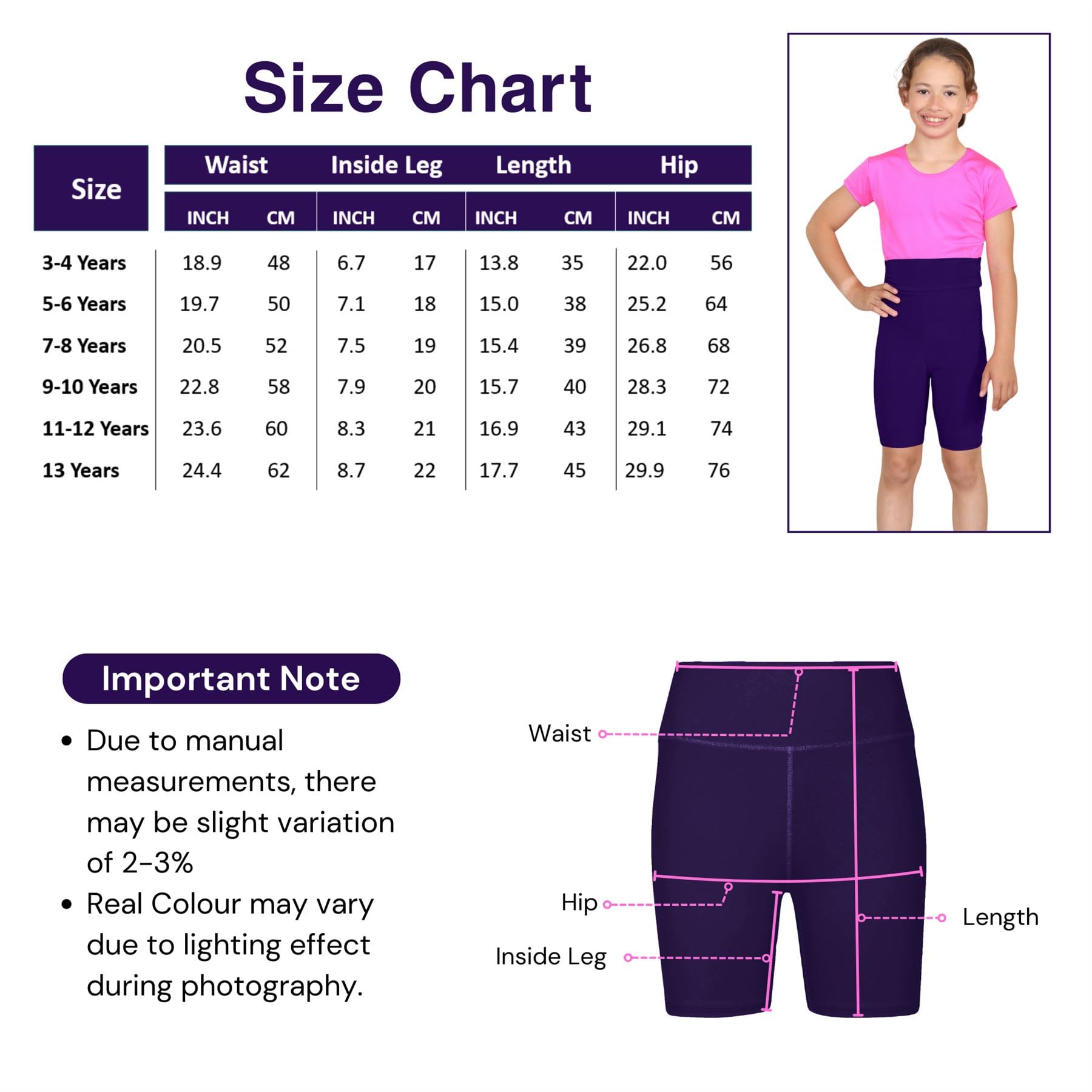 Janisramone® Girls' High Waisted Cycling Shorts - Stretchy Microfiber Activewear for Kids, Elastic Waistband Gymnastics & Sports Shorts - Perfect for Biking, Running, Yoga & Playtime
