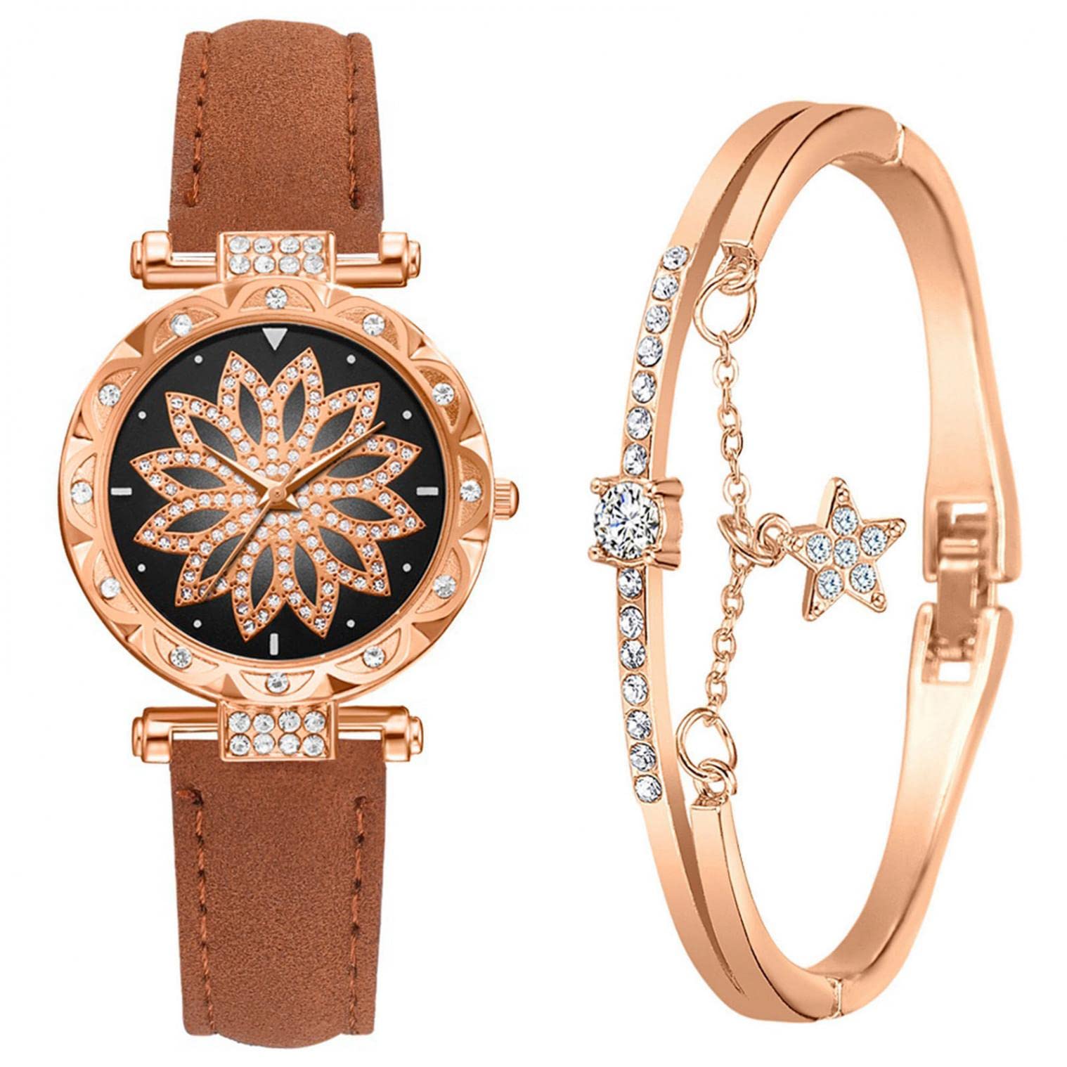 Elegant Women's Fashion Quartz Analog Watch with Roman Numerals & Leather Strap - Round Dial Cartoon Design Wristwatch for Casual, Office & Party Wear