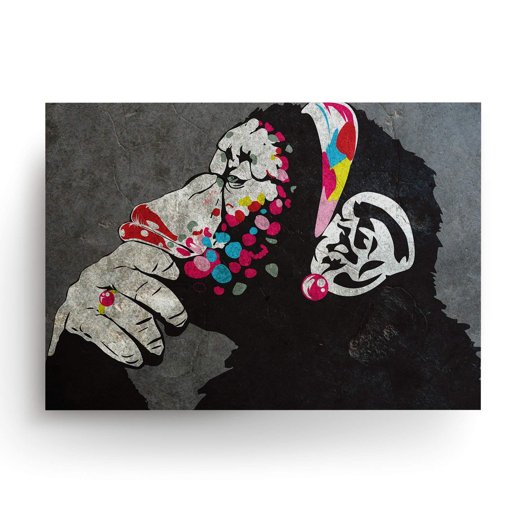 Funny Monkey Poster Art for Nursery & Kids Room - Printable Banksy Style Chimpanzee Wall Decor - Perfect for Baby Girls & Teens - Ideal for Playrooms, Bedrooms & Classroom Decor