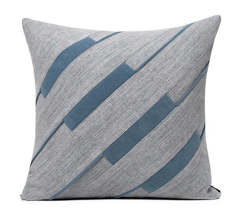 Modern Grey Blue Decorative Throw Pillows for Sofa & Couch - Soft Geometric Accent Pillows for Living Room, Bedroom Decor - Perfect for Home Styling and Comfort
