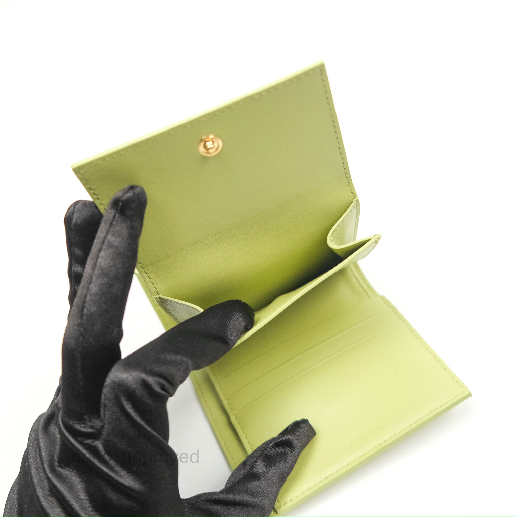 Celine Small Triomphe Flap Wallet in Avocado Green | Shiny Calfskin Leather | Luxury Women's Wallet for Everyday Use & Special Occasions