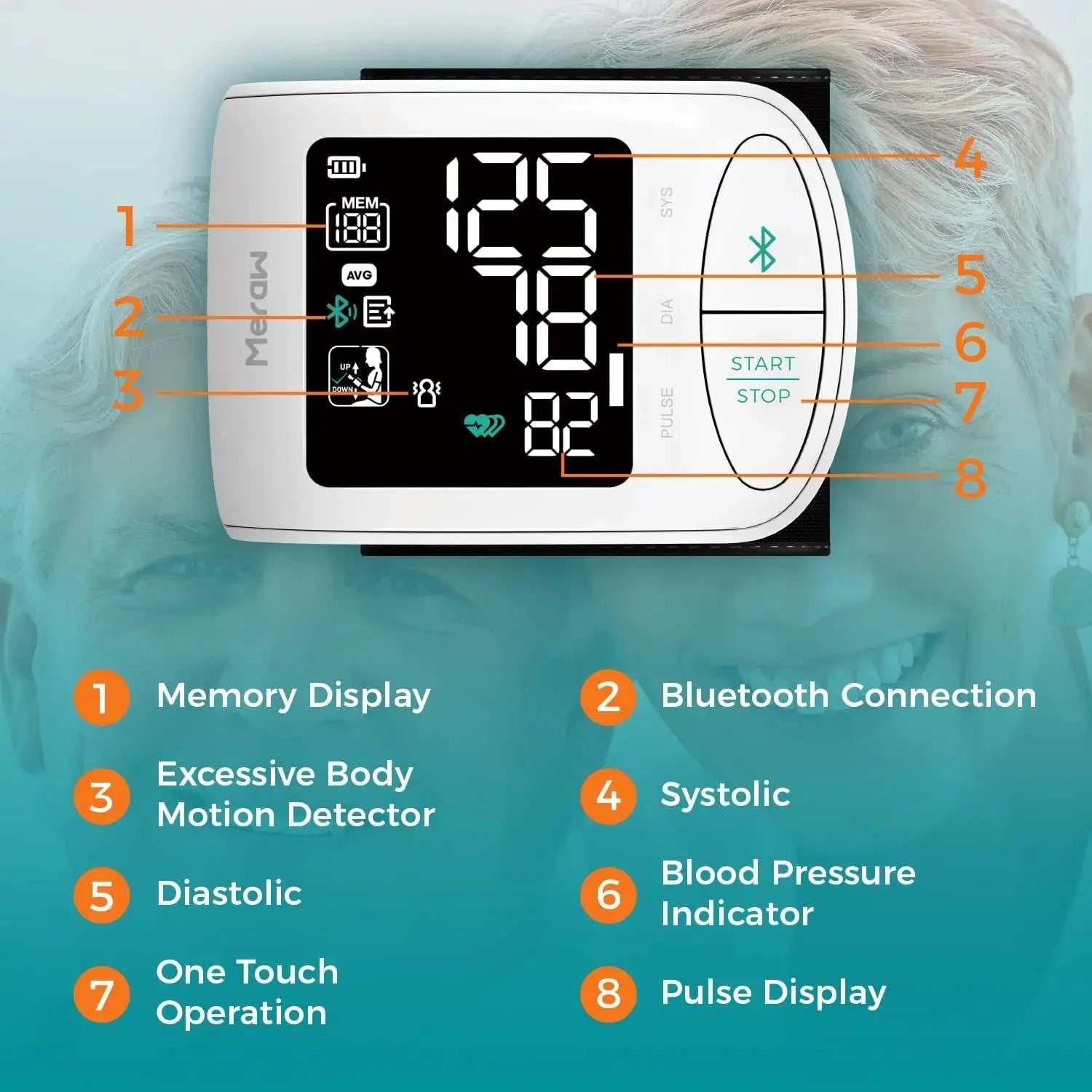 Meraw Aspen Bluetooth Wrist Blood Pressure Monitor - Accurate Wireless BP Monitor for Home Use, Fitness Tracking & Health Management