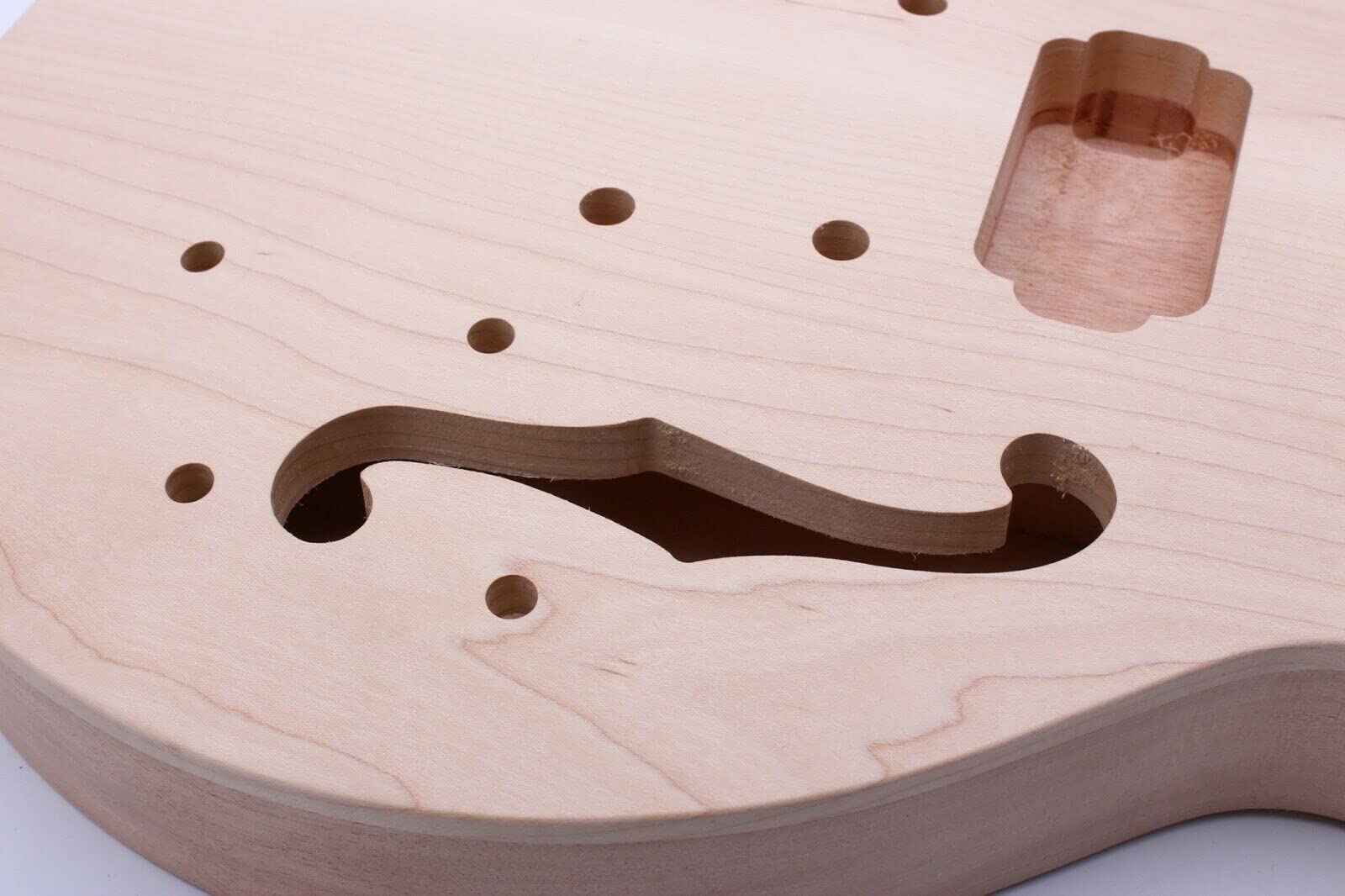 Semi-Hollow Electric Guitar Body Blank - Mahogany with Maple Cap, HH Pickups, Heel Pocket - Unfinished Replacement Set for DIY Guitar Builds | Perfect for Custom Electric Guitar Projects & Upgrades