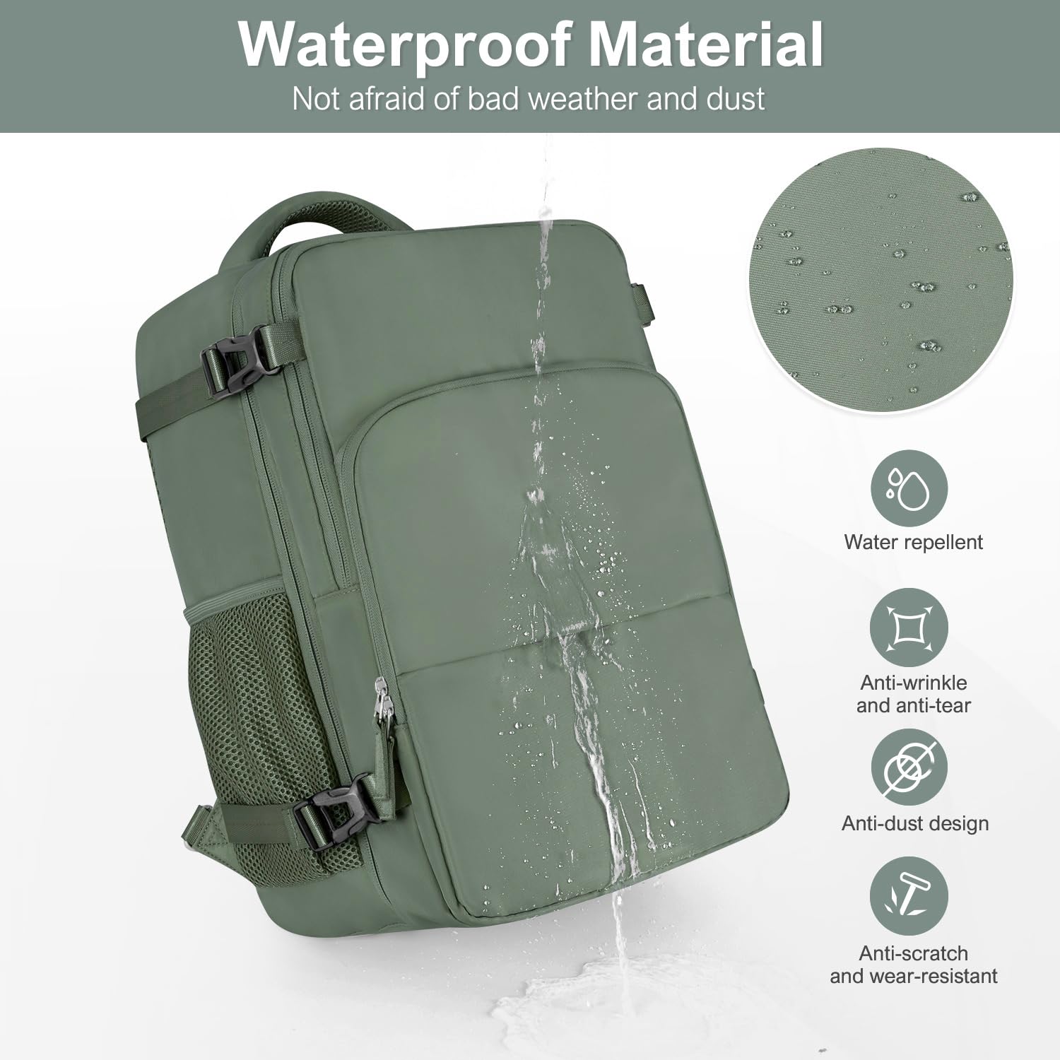 TSA Approved 17.3 Inch Waterproof Travel Backpack for Men & Women - Flight Carry On Laptop Backpack with Multiple Pockets, Army Green - Perfect for Business Trips, College, Hiking & Airplane Travel