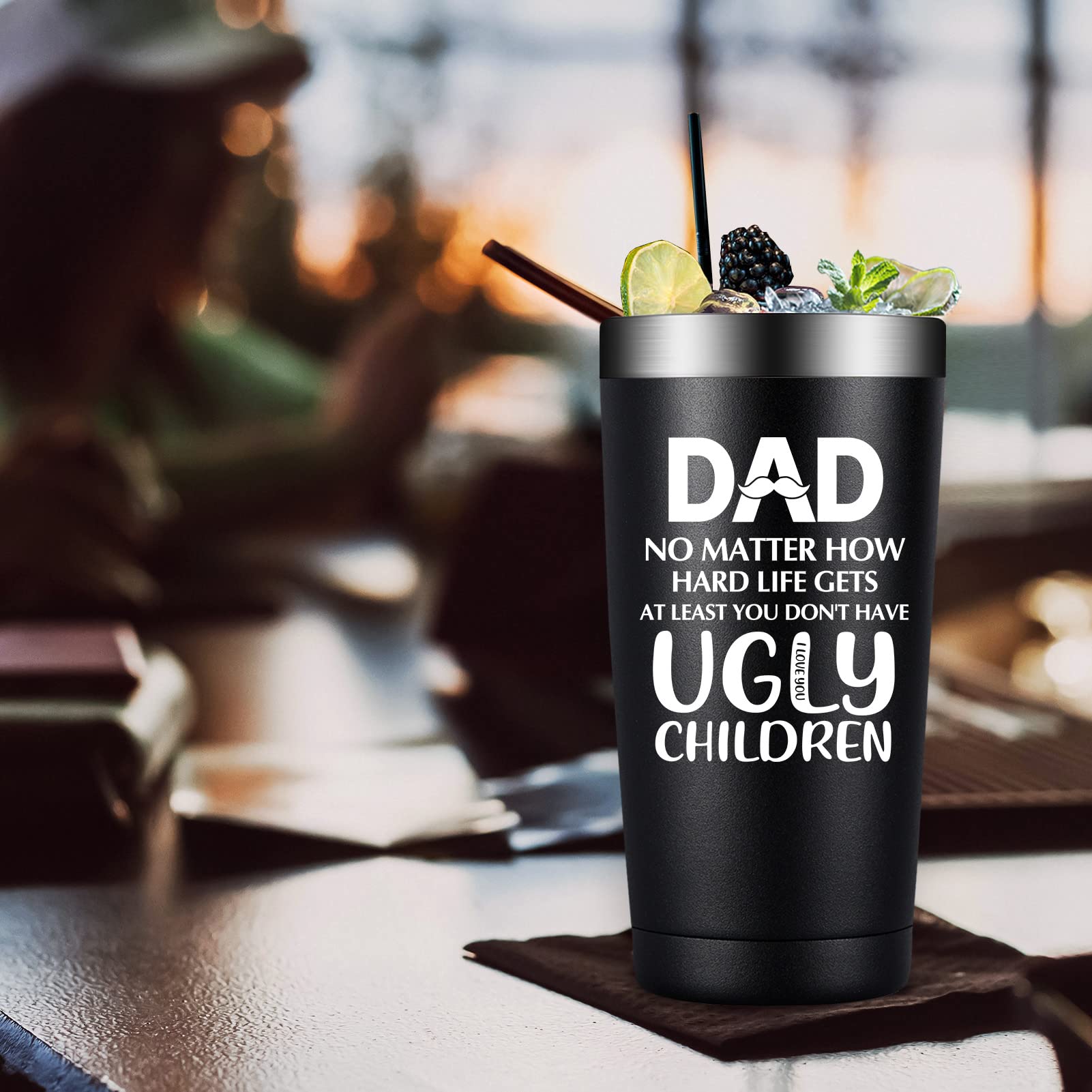20 oz Dad Tumbler Cup - Inspirational Gift for Father from Daughter, Son, Kids & Wife - Perfect for Birthday, Father's Day & Christmas - Durable Travel Mug for Office, Gym & Outdoor Adventures