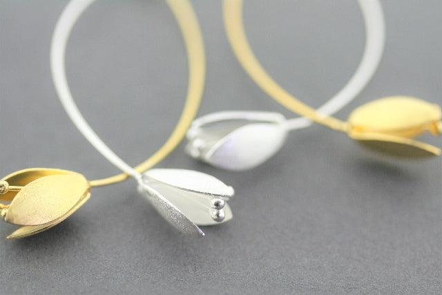 Elegant Double Blossom Drop Earrings for Women - Sterling Silver & Gold Plated Dangle Earrings - Perfect for Weddings, Parties & Special Occasions
