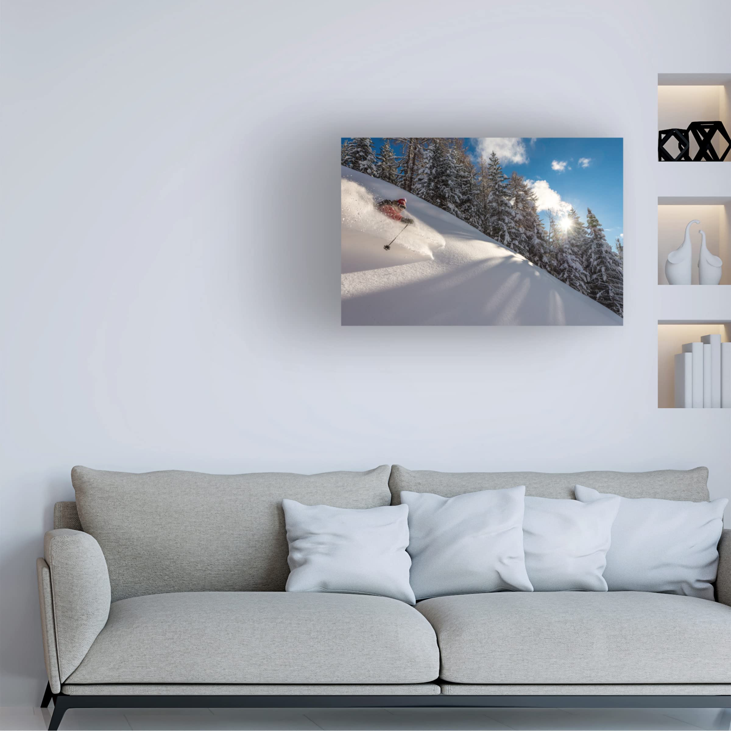 Trademark Fine Art 'Riding Pow with Adrien Coirier' Canvas Wall Art by Tristan Shu - Perfect for Living Room, Bedroom & Office Decor