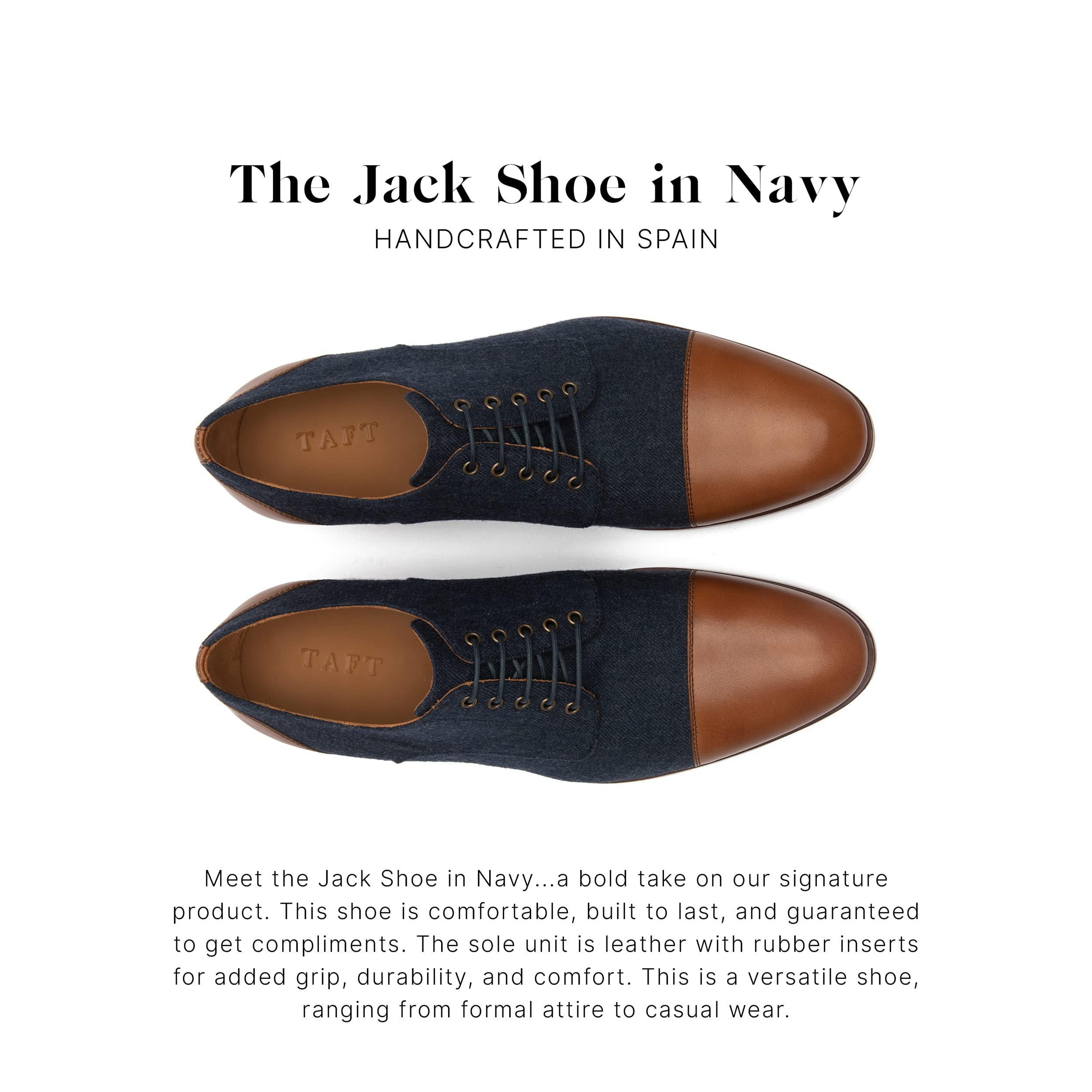 TAFT Jack Shoe - Handcrafted Genuine Leather & Wool Dress Shoes for Men | Formal & Business Occasions | Comfortable Oxford Style for Weddings, Office & Professional Events