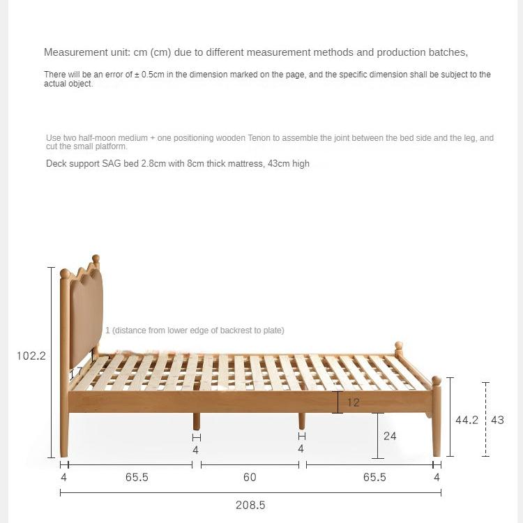 Solid Oak & Beech Wood Children's Bed - Princess Style for Girls & Classic Design for Boys | Durable Kids Bedroom Furniture for Playtime & Sweet Dreams