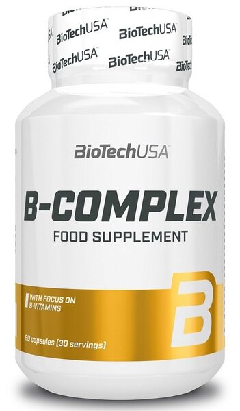 BioTechUSA Vitamin B Complex Supplement - 60 Capsules for Energy, Metabolism & Immune Support - Perfect for Daily Wellness & Active Lifestyle