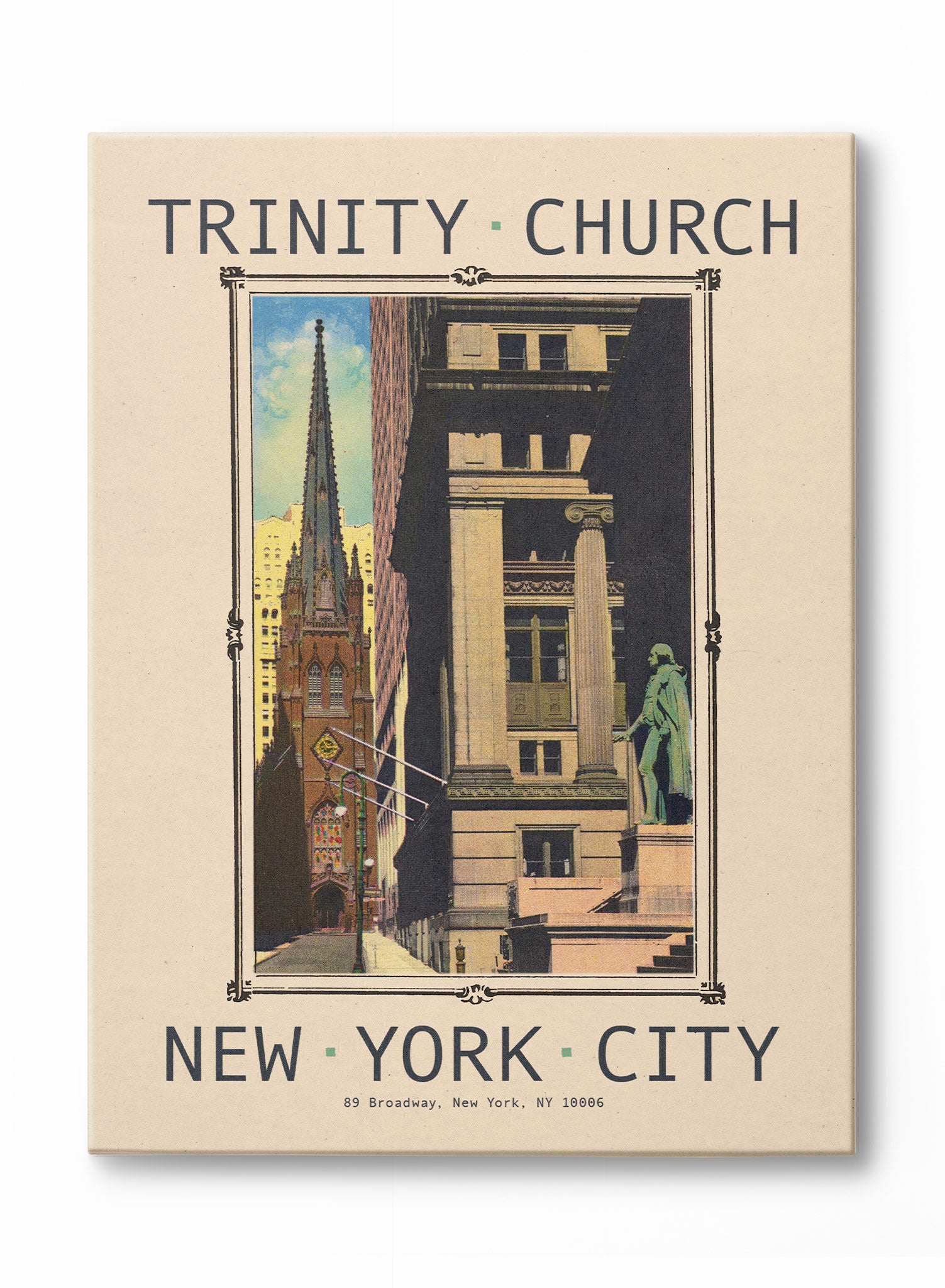 New York City Skyline Postcard - Premium Canvas Wall Art for Home & Office Decor - Perfect for Living Room, Bedroom, or Gift