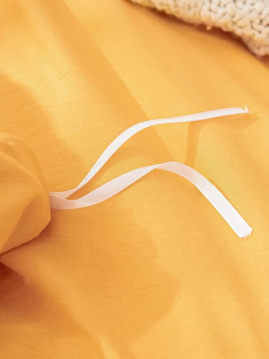 Bright Yellow Pom Pom Cotton Duvet Cover with Button Closure - Soft Bedding Set for Twin, Full, Queen & King Size Beds - Cozy Home Decor for Kids' Rooms, Guest Bedrooms & Dorm Essentials