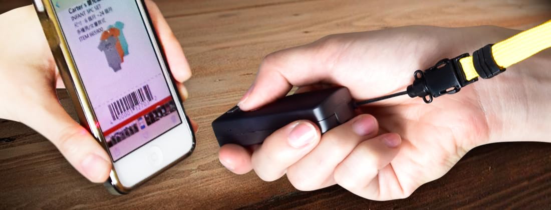 AS307 Wireless Bluetooth Barcode Scanner - Compatible with iOS, iPhone, iPad, Android, Tablet, PC, Windows & Mac - Portable Mini Memory Scanner for Retail, Warehouse & Inventory Management