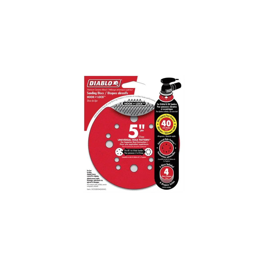 5 Hook & Loop ROS Sanding Discs - 5 Inch 125mm Grit 80/120/180/240 for Random Orbital Sander - Perfect for Woodworking, Metal Polishing & Auto Body Sanding