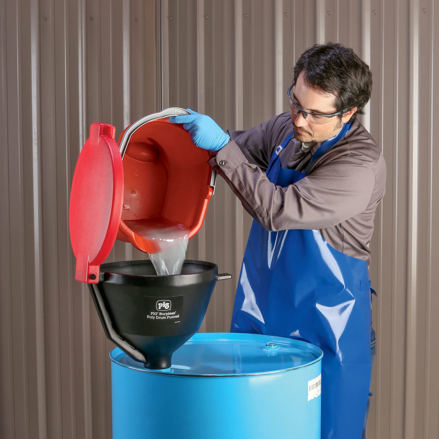 New Pig PMB30001-RD Burpless Drum Funnel for 30 & 55 Gallon Plastic/Steel Drums with 2