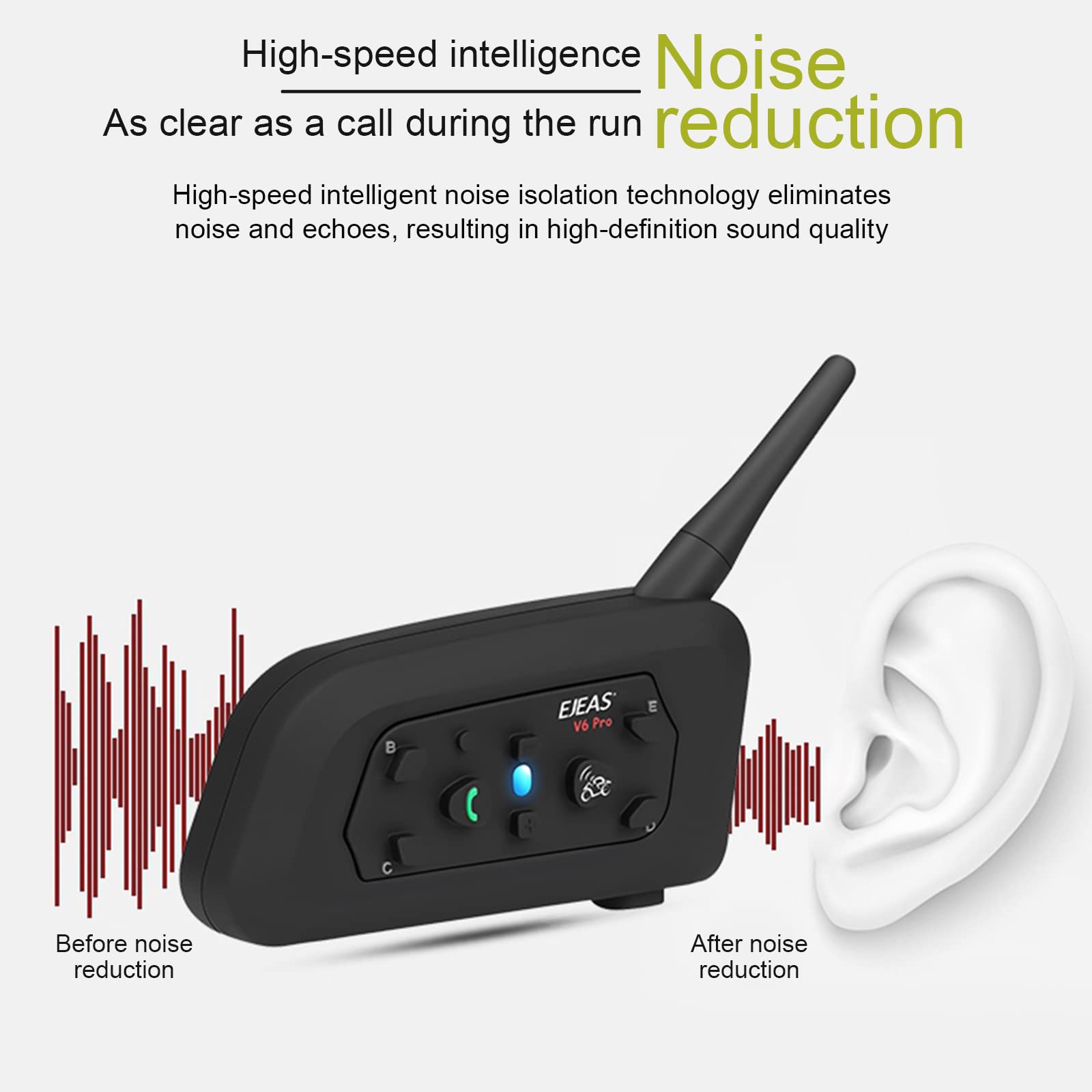 EJEAS V6C Referee Bluetooth Intercom - 2-Way 1200M Professional Wireless Headset Communication System with Armband & Right Earpiece for Football, Handball, Basketball & Soccer Referees (2 Pack) - Ideal for Sports Officiating, Coaching & Team Communication