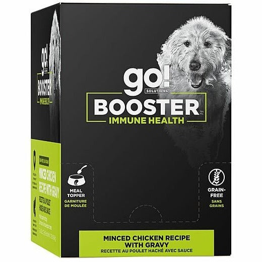 Go! Solutions Booster Immune Health Minced Chicken with Gravy Dog Food Topper - High Protein Grain-Free Supplement for Dogs - Perfect for Picky Eaters & Boosting Immunity at Mealtime