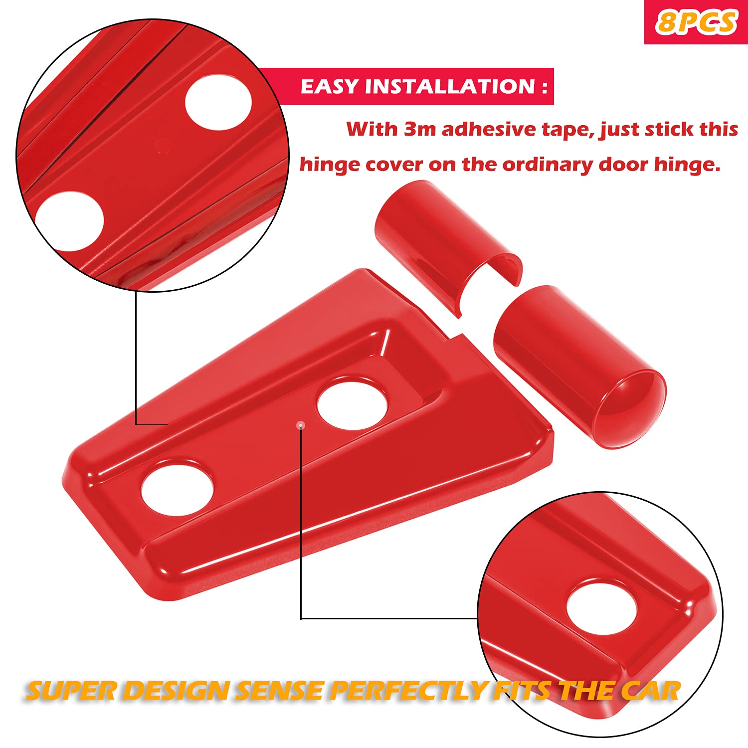 Jeep Wrangler JK JKU Door Hinge Cover Trim (2007-2018) - 8PCS Red Exterior Accessories for 2&4 Door Models - Protect & Enhance Your Jeep's Style On & Off Road