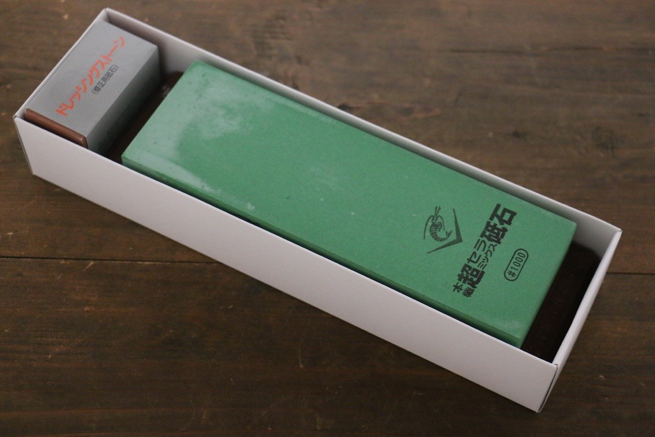 Naniwa Chosera 1000 Grit Ceramic Sharpening Stone with Plastic Base - Perfect for Kitchen Knives, Scissors & Tools
