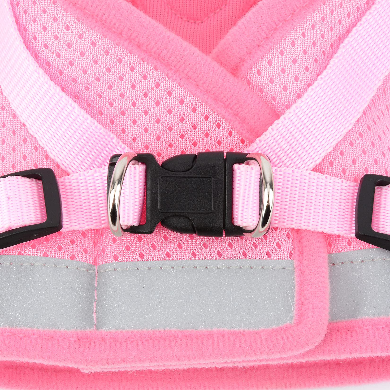 SMALLLEE LUCKY STORE Escape Proof Cat Harness and Leash Set - Adjustable Soft Mesh Vest with Reflective Strips for Small Dogs & Kittens (Pink, Size M) | Perfect for Safe Outdoor Walks, Park Visits & Training Sessions