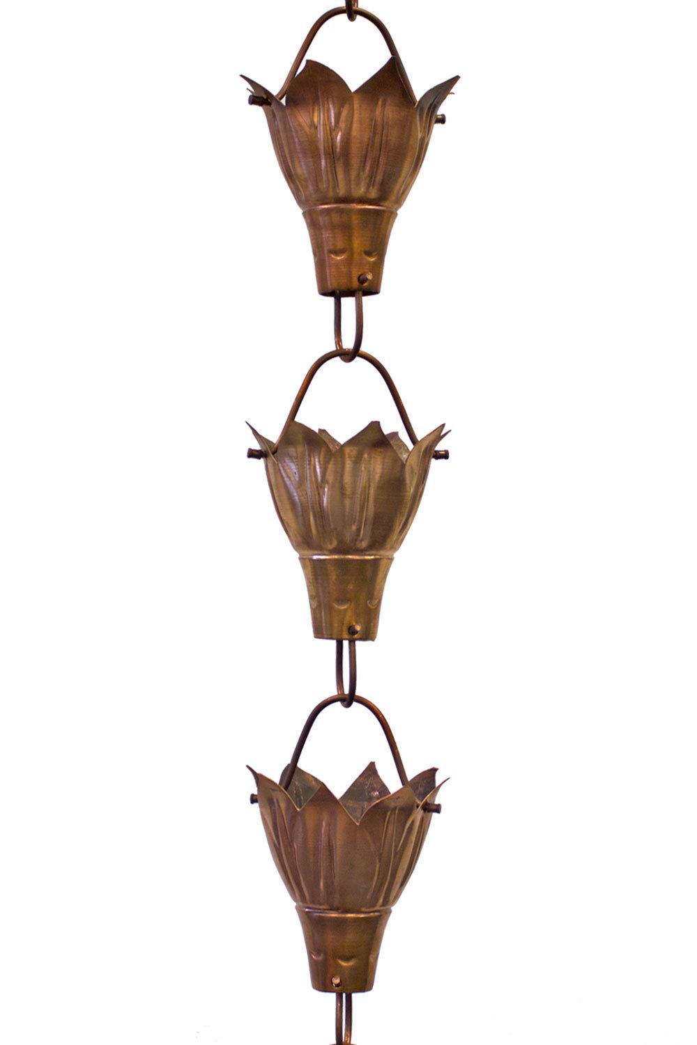 Bluebell Cups Copper Rain Chain 13 FT with Installation Kit - Decorative Downspout Alternative for Garden, Patio, and Outdoor Water Drainage