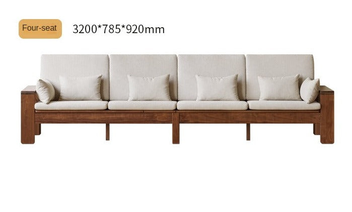 Premium Black Walnut Solid Wood Fabric Sofa - Modern Nordic Style 2-in-1 Convertible Sofa Bed for Living Room & Guest Room | Durable & Stylish Home Furniture