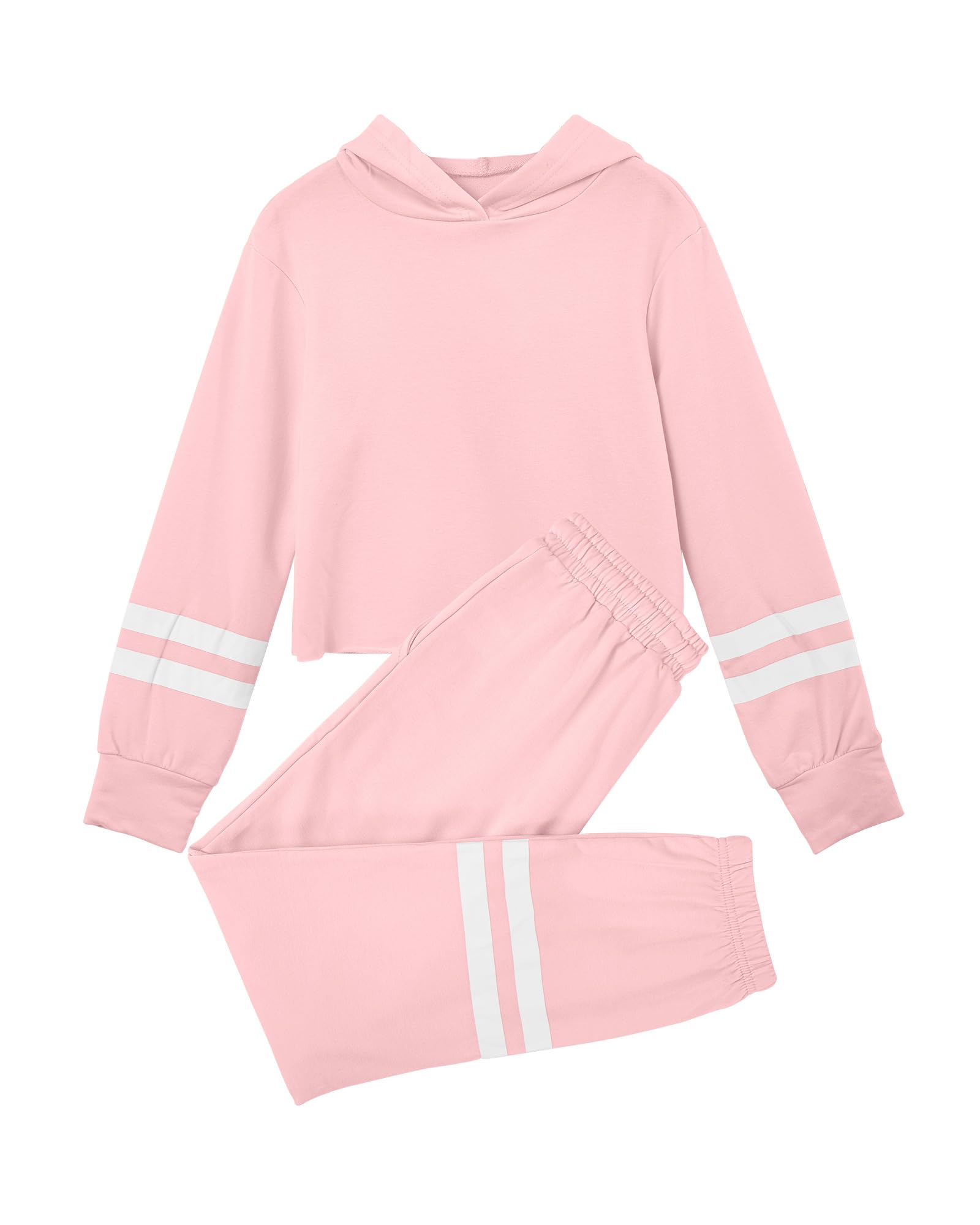 Girl's Athletic Sweatsuits - Trendy Crop Top Hoodies & Sweatpants Set for Sports, Gym & Lounge Wear | Comfortable Workout Outfits for Teens & Kids