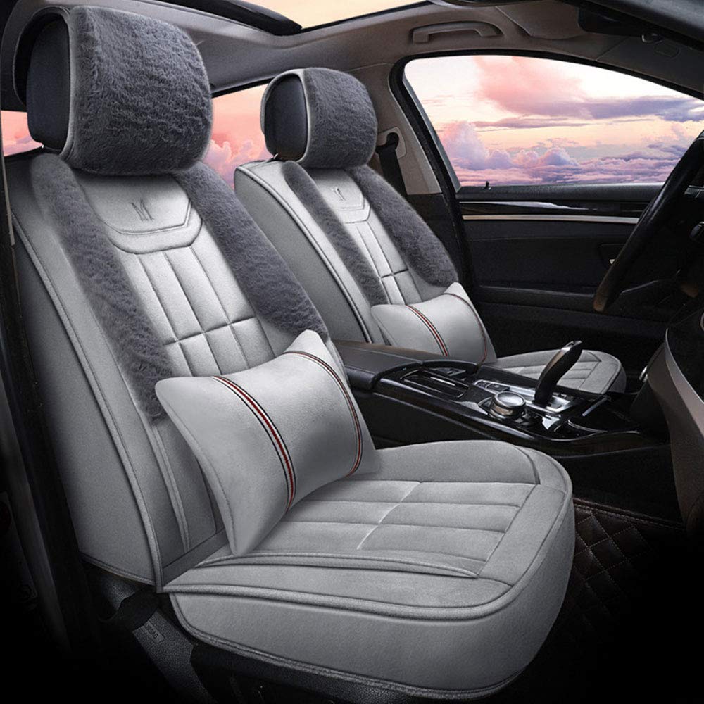 Zhangtaolf Full Set of Winter Plush Car Seat Covers for Women - Warm & Comfortable 5-Seater SUV Car Accessories | Perfect for Cold Weather Commutes, Road Trips & Daily Driving