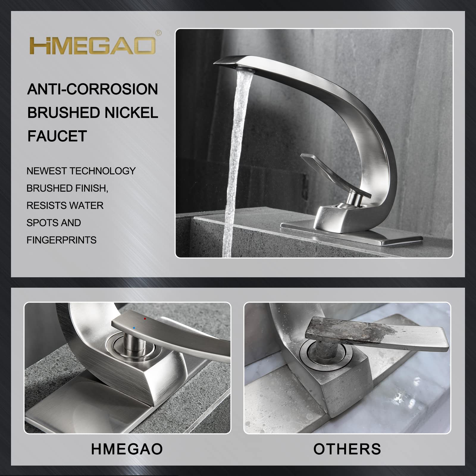 1 Hole Brushed Nickel Bathroom Sink Faucet - Single Handle 6-inch Deckplate Bathroom Faucet for Vanity Sink | Perfect for Modern Bathroom & Powder Room Renovations