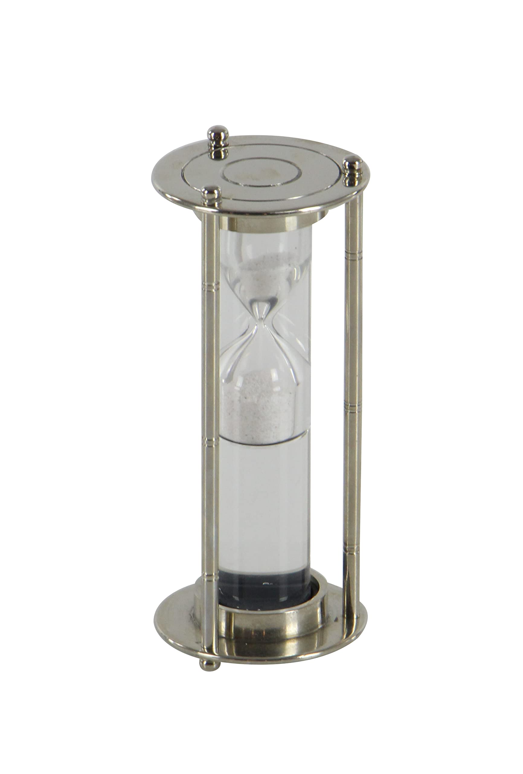 Deco 79 24529 Modern Aluminum & Glass Floating Sand Timer - Hourglass for Home Office Decor, Meditation, Yoga, and Kitchen Timer